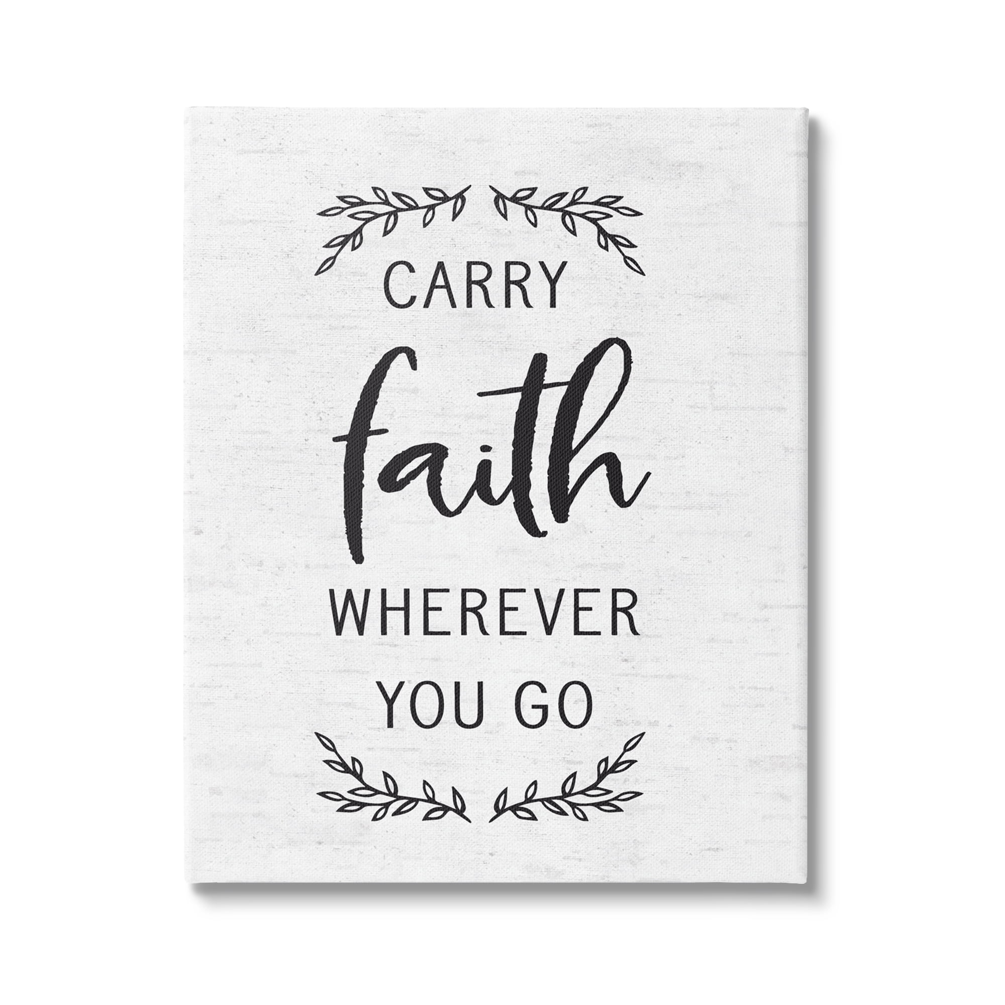 Stupell Industries Inspirational Faith Quote Religious Rustic Botanicals Graphic Art Gallery Wrapped Canvas Print Wall Art, Design by Lettered and Lined