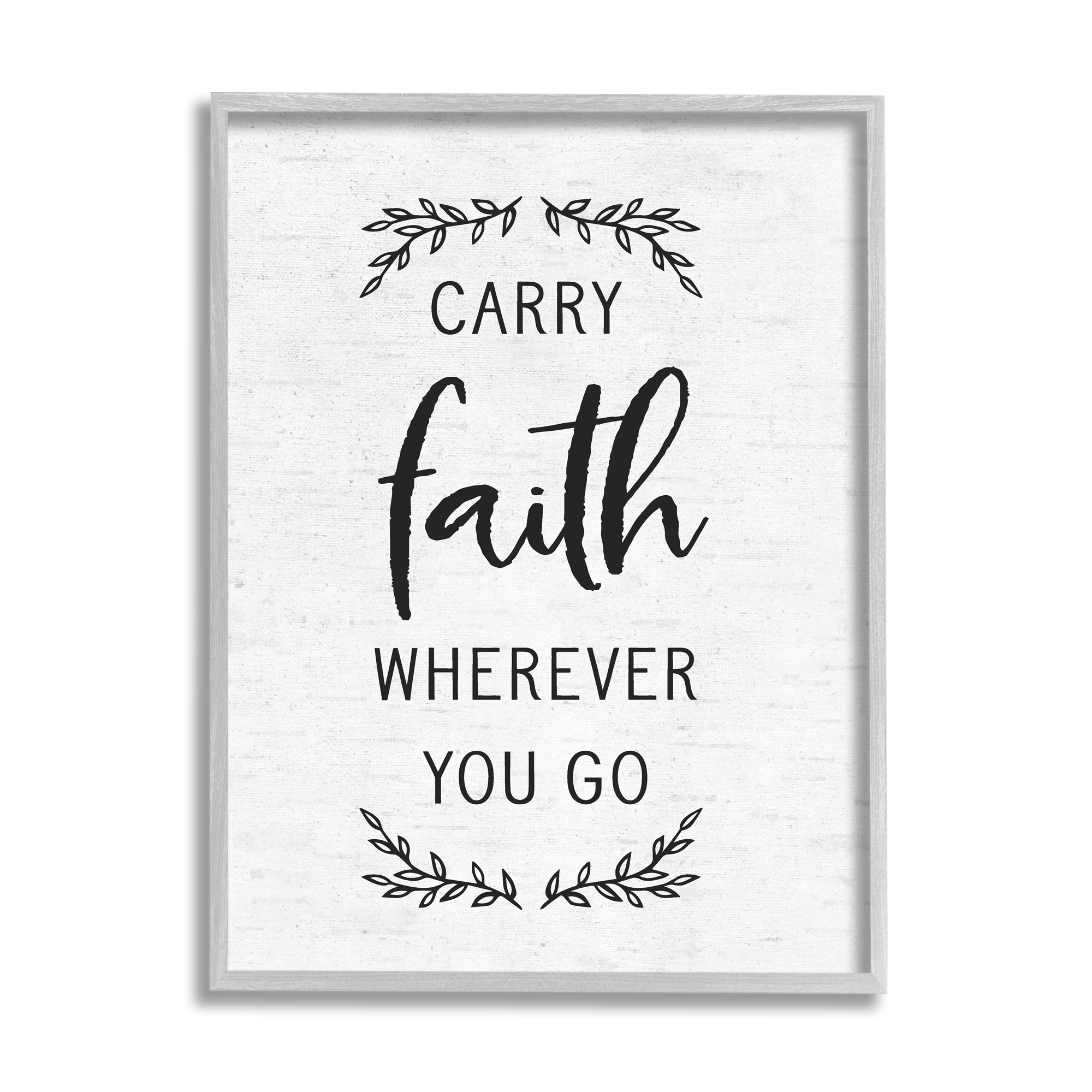 Stupell Industries Inspirational Faith Quote Religious Rustic Botanicals Graphic Art Gray Framed Art Print Wall Art, Design by Lettered and Lined