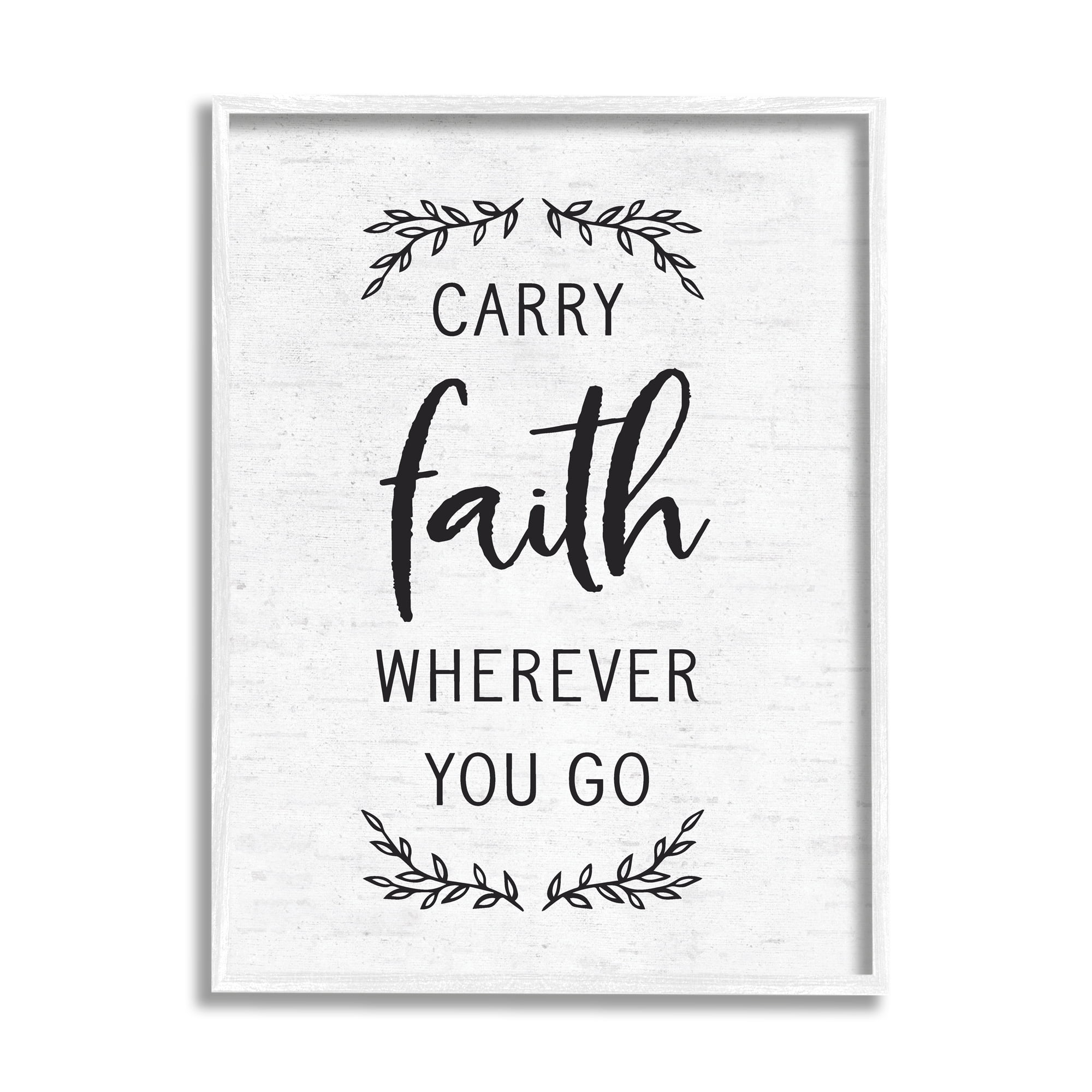 Stupell Industries Inspirational Faith Quote Religious Rustic Botanicals Graphic Art White Framed Art Print Wall Art, Design by Lettered and Lined