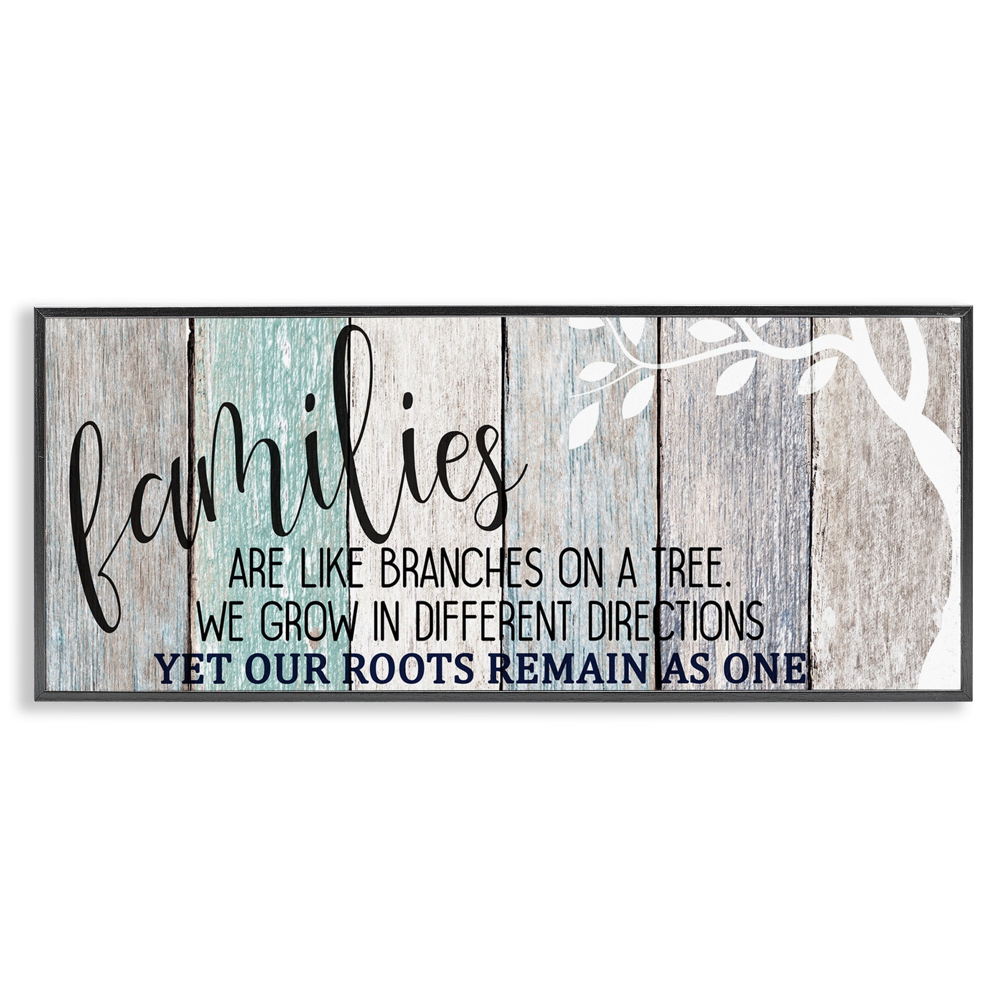 Stupell Industries Inspirational Families are Branches Quote Typography Painting Black Framed Art Print Wall Art, 30 x 13