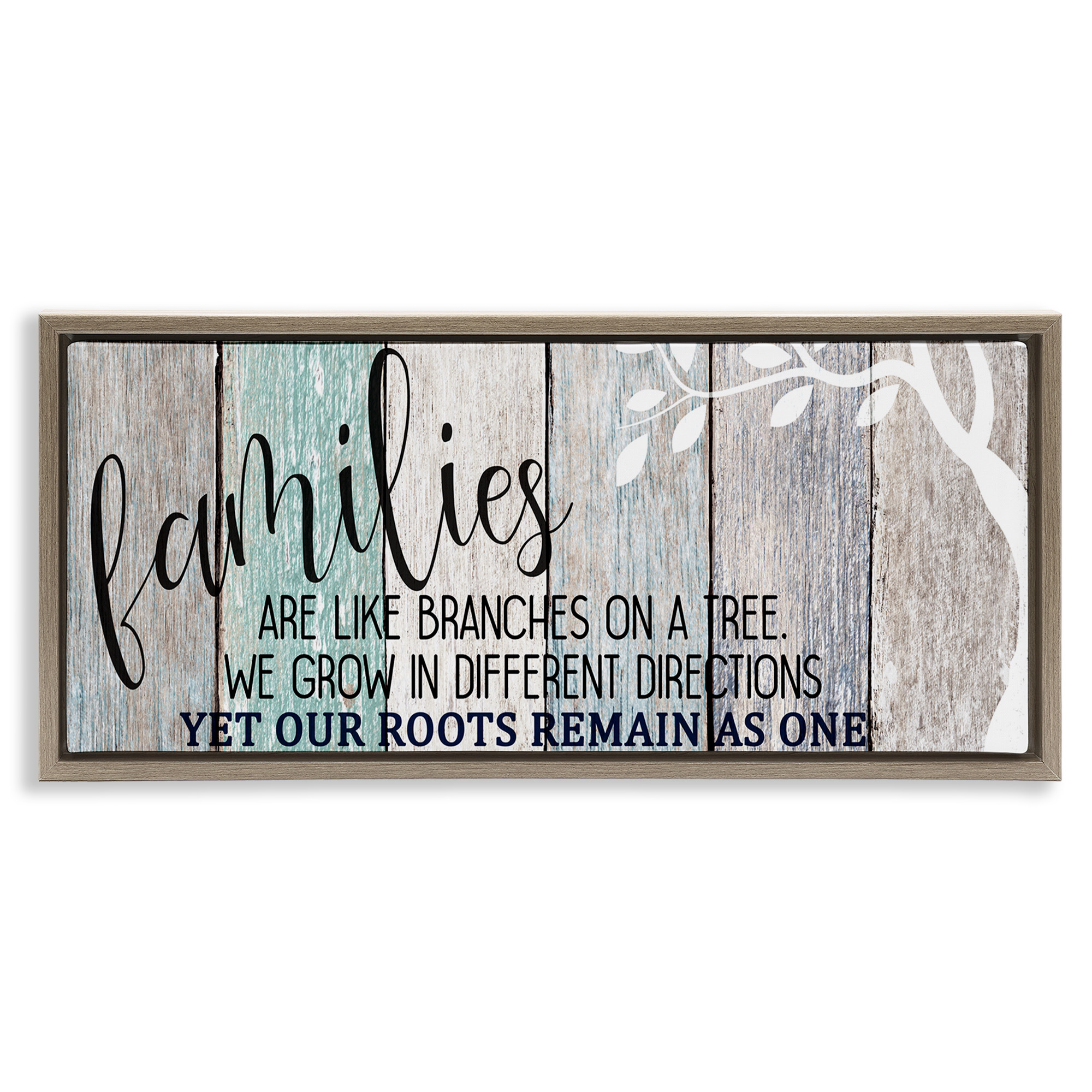 Stupell Industries Inspirational Families are Branches Quote Typography Painting Brown Floater Framed Canvas Art Print Wall Art, 25 x 11