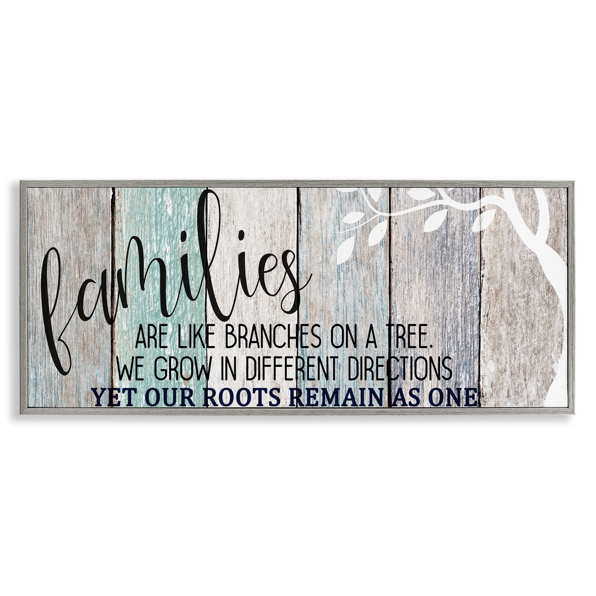 Stupell Industries Inspirational Families are Branches Quote Typography Painting Gray Framed Art Print Wall Art, 30 x 13