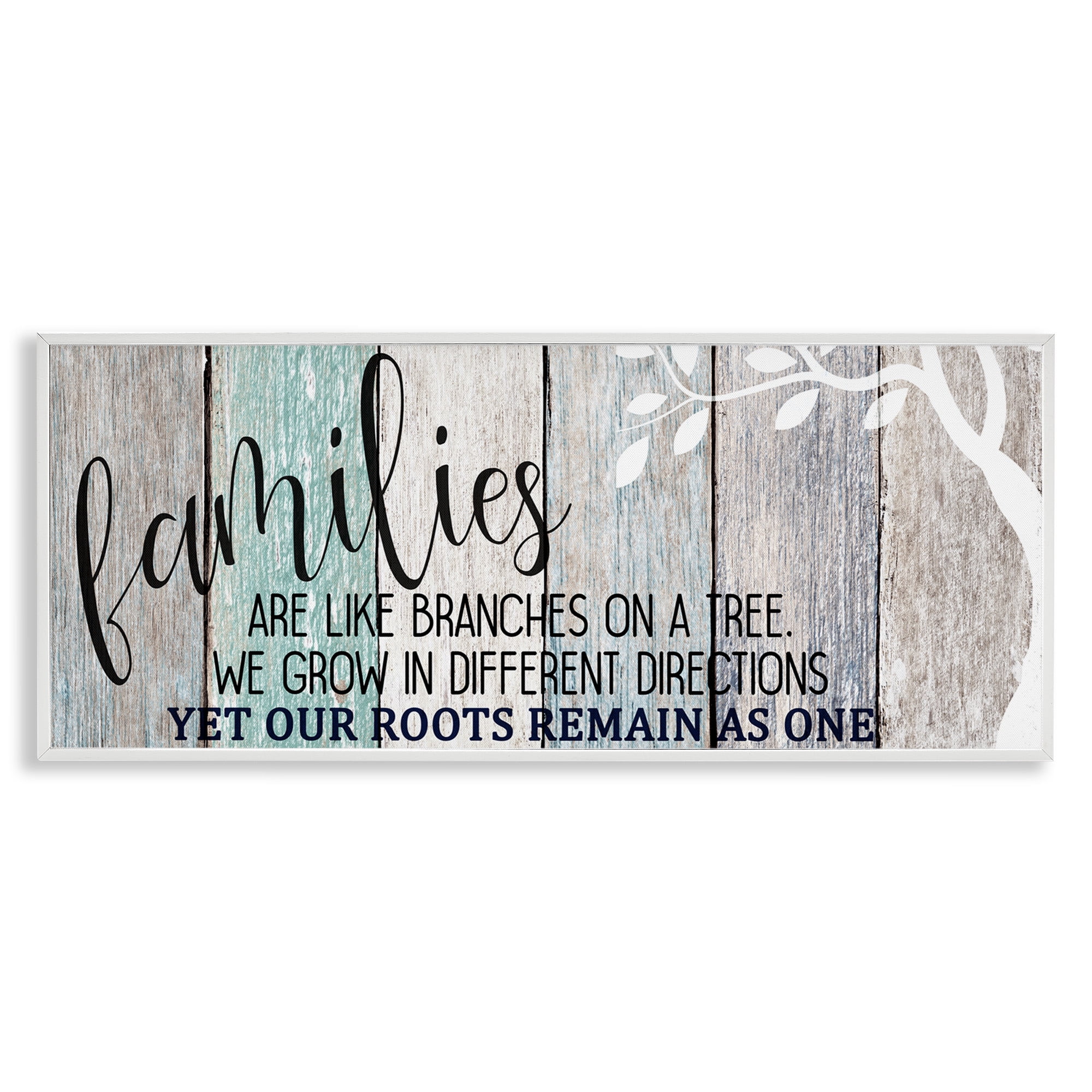 Stupell Industries Inspirational Families are Branches Quote Typography Painting White Framed Art Print Wall Art, 24 x 10