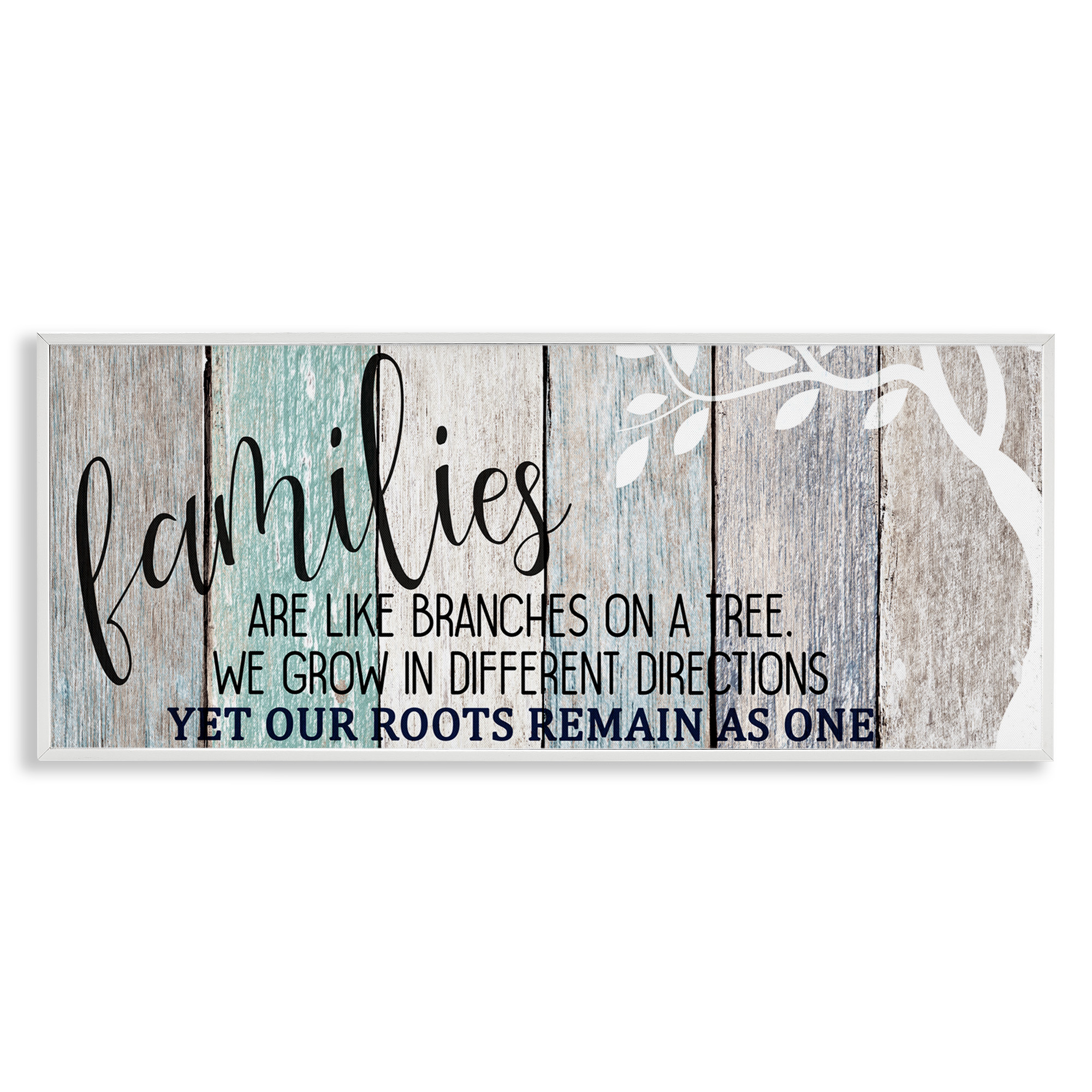 Stupell Industries Inspirational Families are Branches Quote Typography Painting White Framed Art Print Wall Art, 30 x 13