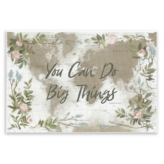 Stupell Industries Inspirational Floral Map Plants & Flowers Painting Unframed Art Print Wall Art, 15 x 10