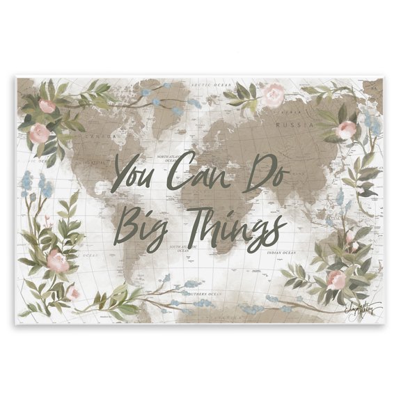 Stupell Industries Inspirational Floral Map Plants & Flowers Painting Unframed Art Print Wall Art, 19 x 13