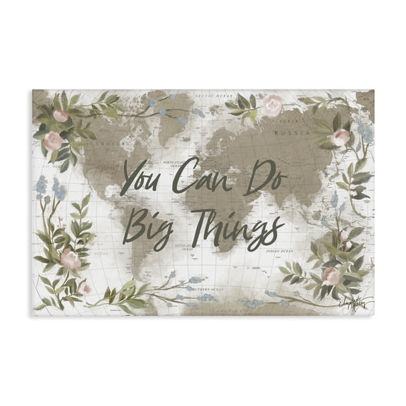 Stupell Industries Inspirational Floral Map Plants & Flowers Painting Wrapped Canvas Art Print Wall Art, 24 x 16