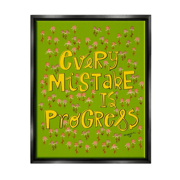 Stupell Industries Inspirational Floral Phrase Inspirational Painting Black Floater Framed Art Print Wall Art, 17 x 21