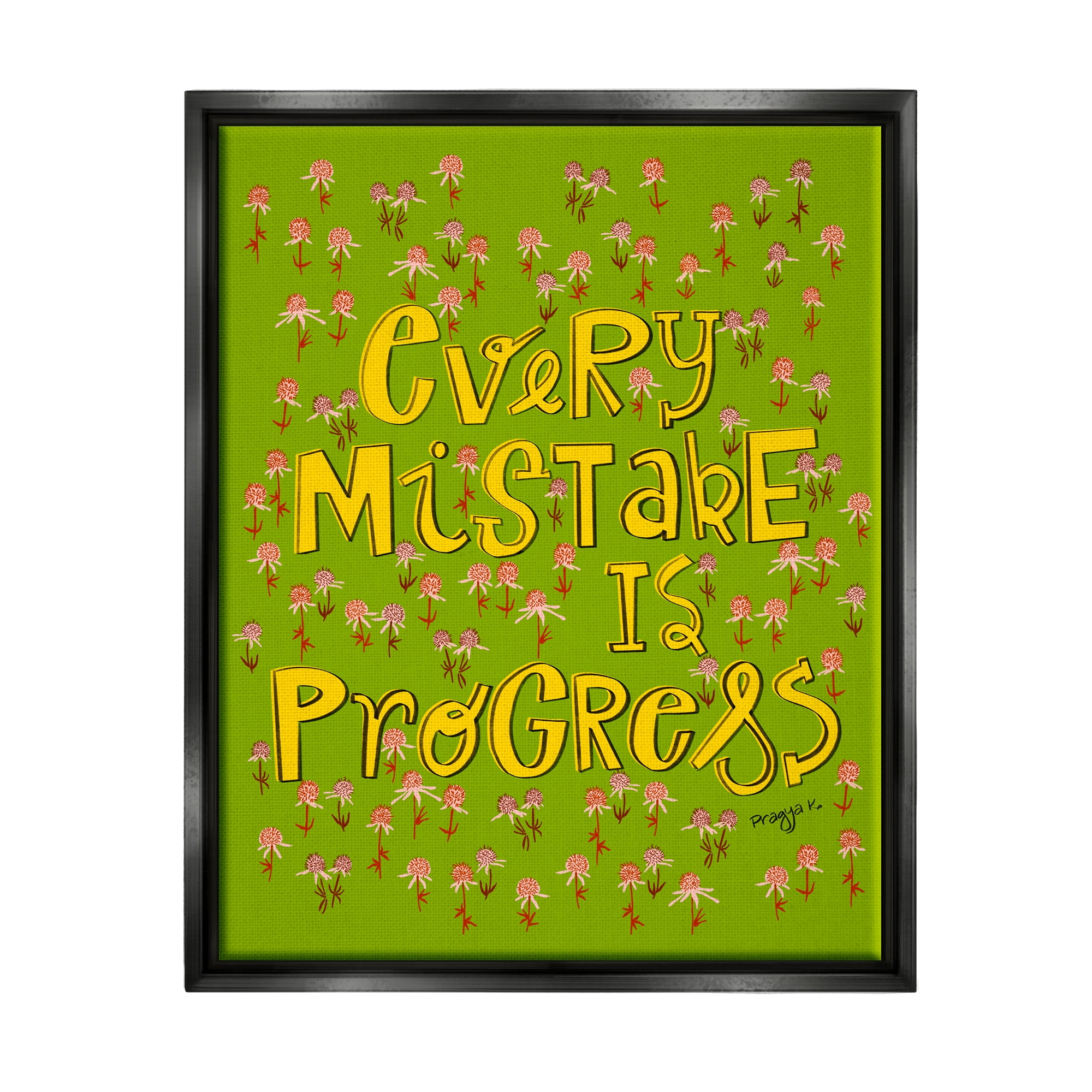 Stupell Industries Inspirational Floral Phrase Inspirational Painting Black Floater Framed Art Print Wall Art, 25 x 31