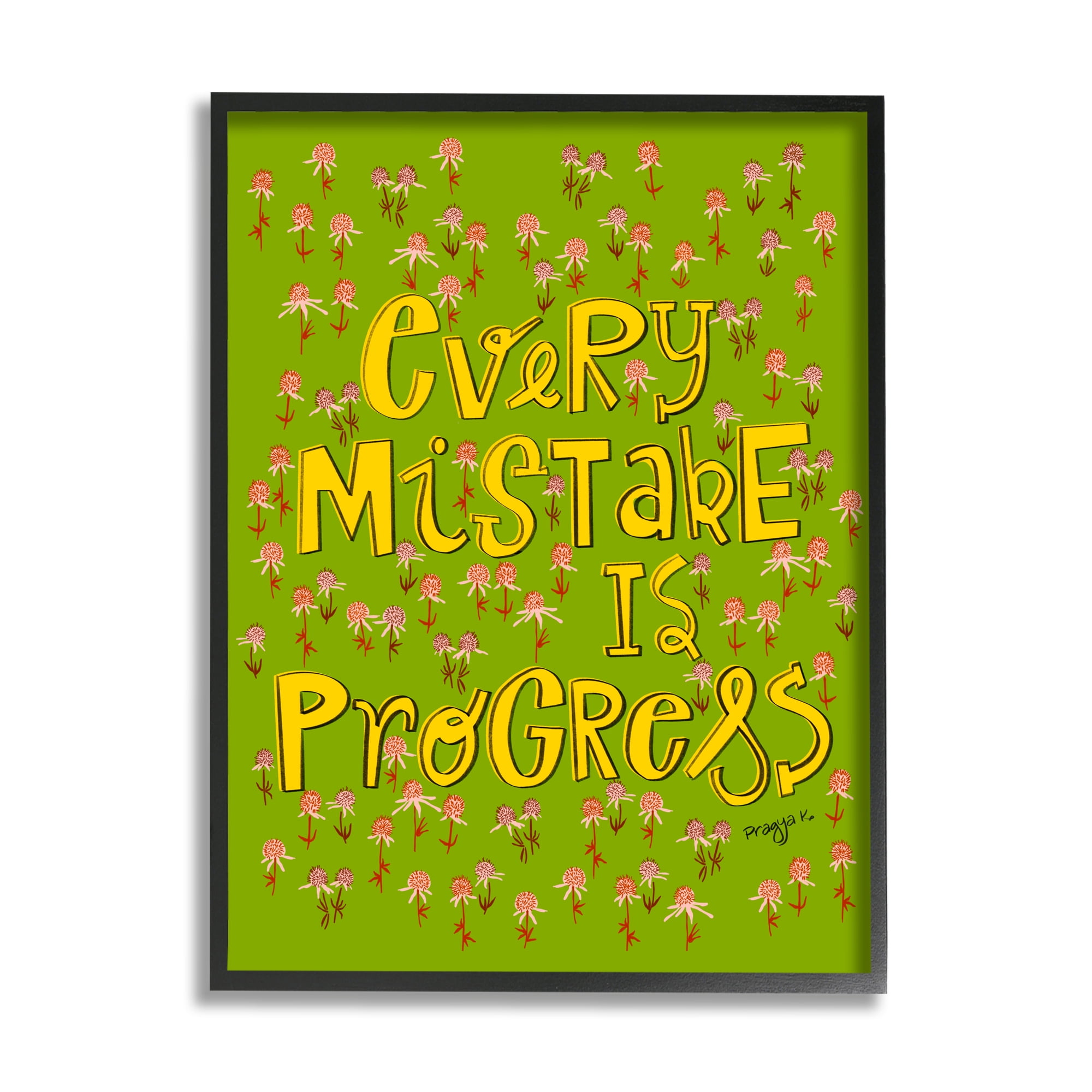 Stupell Industries Inspirational Floral Phrase Inspirational Painting Black Framed Art Print Wall Art, 11 x 14