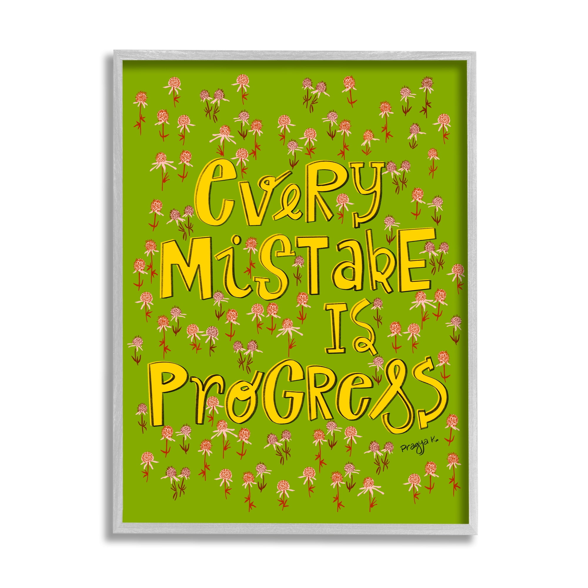 Stupell Industries Inspirational Floral Phrase Inspirational Painting Gray Framed Art Print Wall Art, 24 x 30