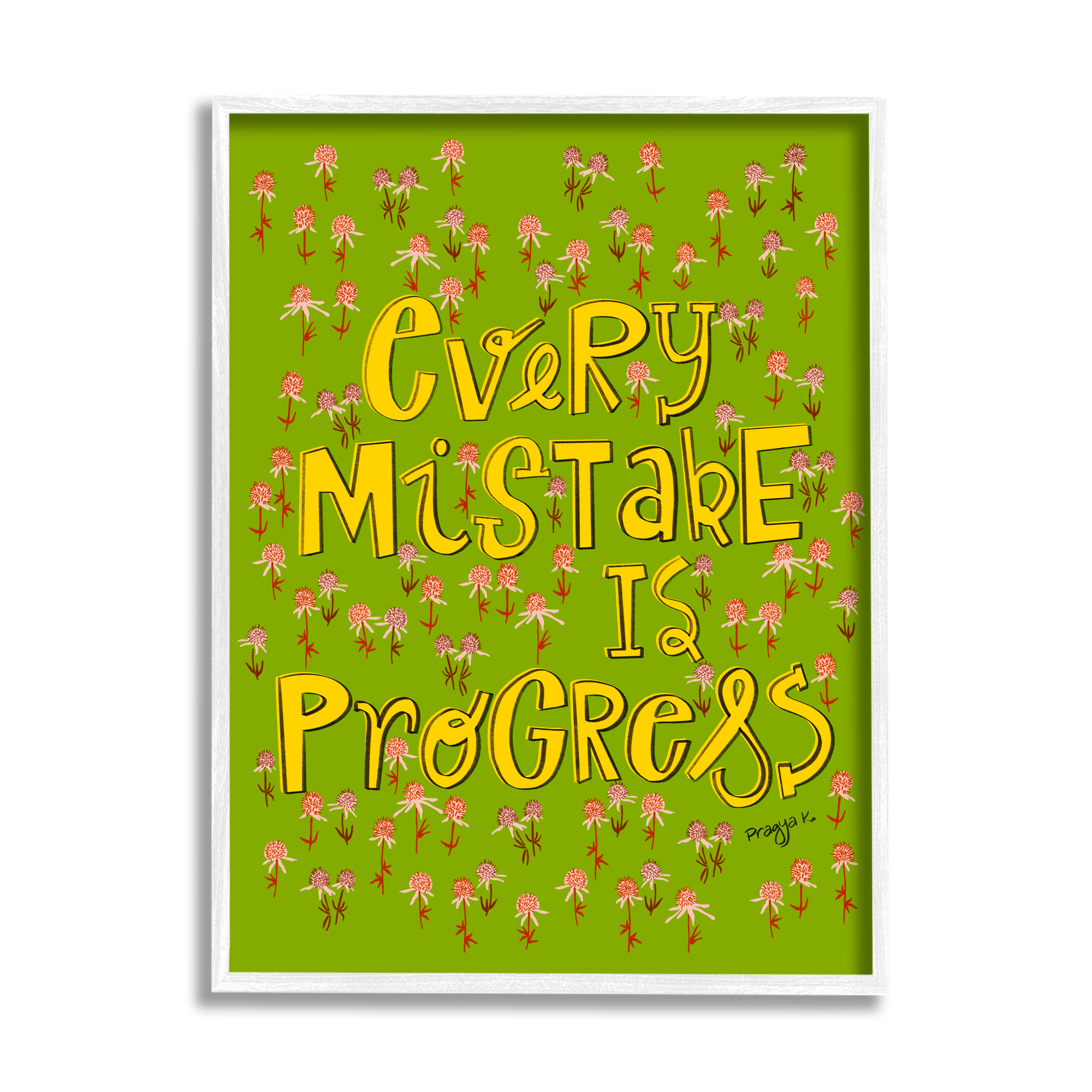 Stupell Industries Inspirational Floral Phrase Inspirational Painting White Framed Art Print Wall Art, 16 x 20