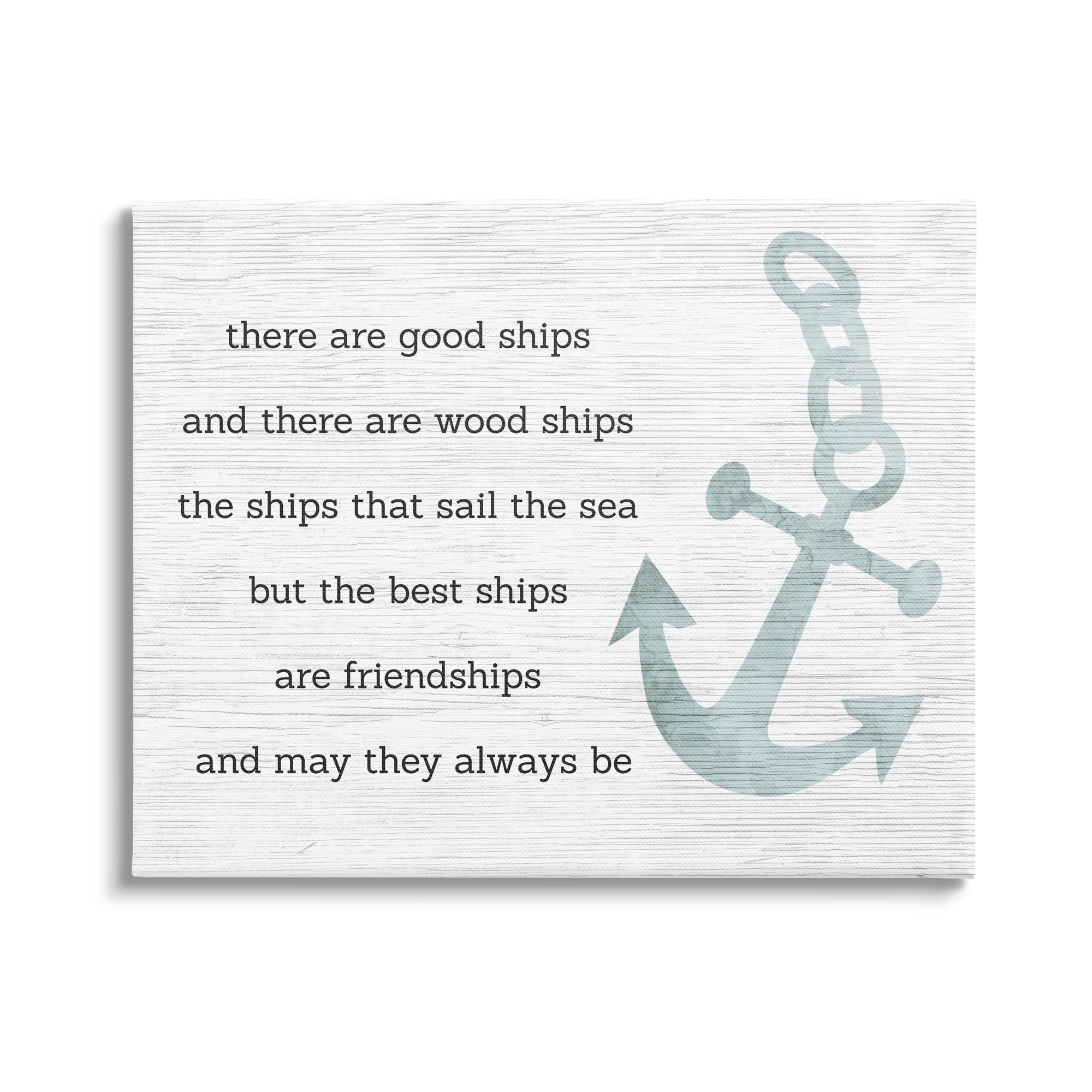 Stupell Industries Inspirational Friendship Quote Boat Ship Anchor  Silhouette Graphic Art Gallery Wrapped Canvas Print Wall Art, Design by  Daphne Polselli 