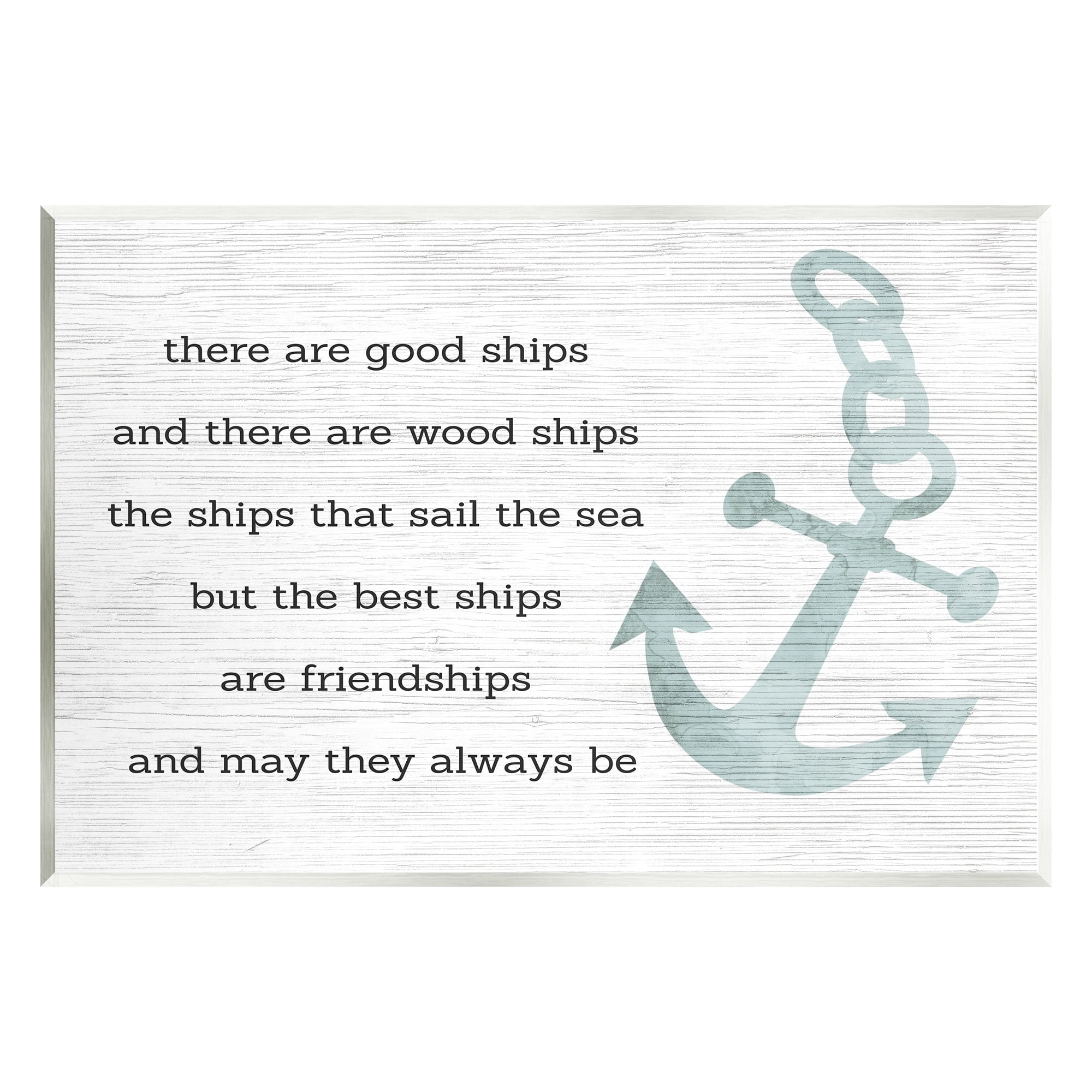 Stupell Industries Inspirational Friendship Quote Boat Ship Anchor Silhouette Graphic Art Unframed Art Print Wall Art, Design by Daphne Polselli
