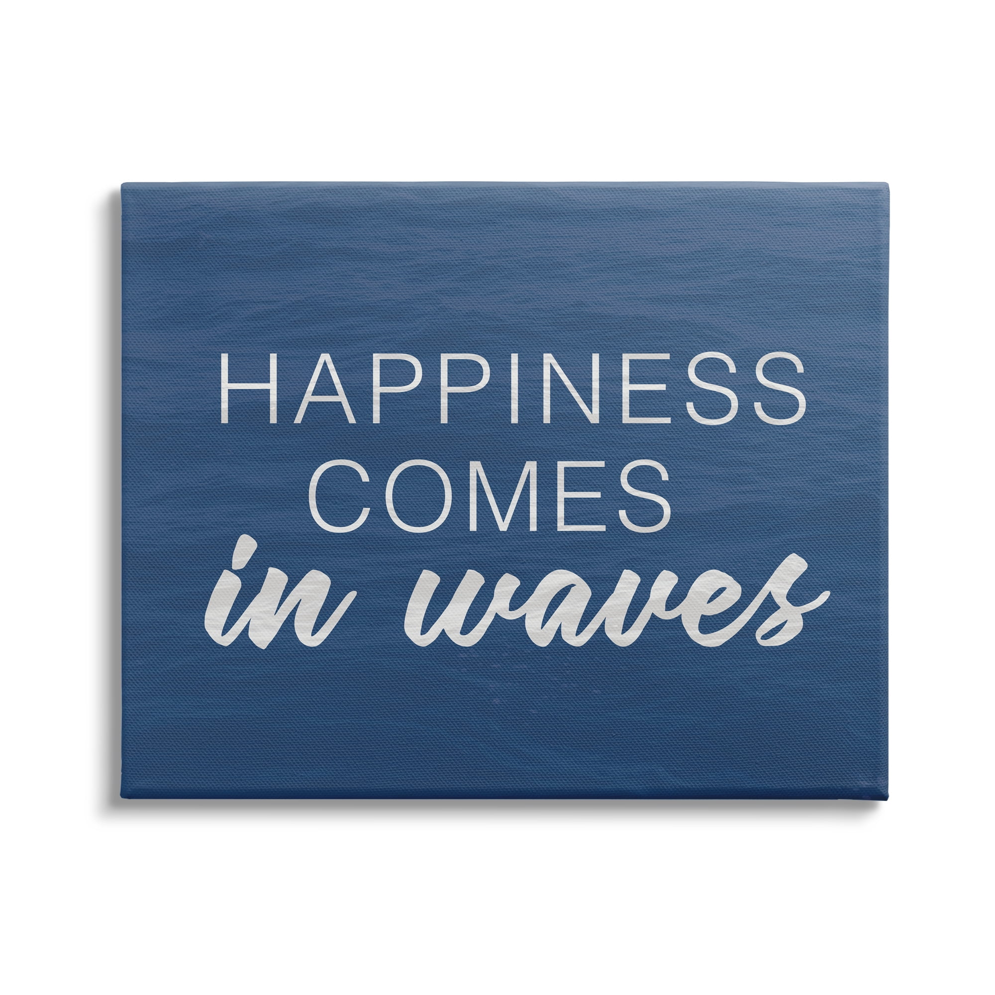 Stupell Industries Inspirational Happiness Comes in Waves Blue Coastal Waves,40 x 30, Design by Lux + Me Designs