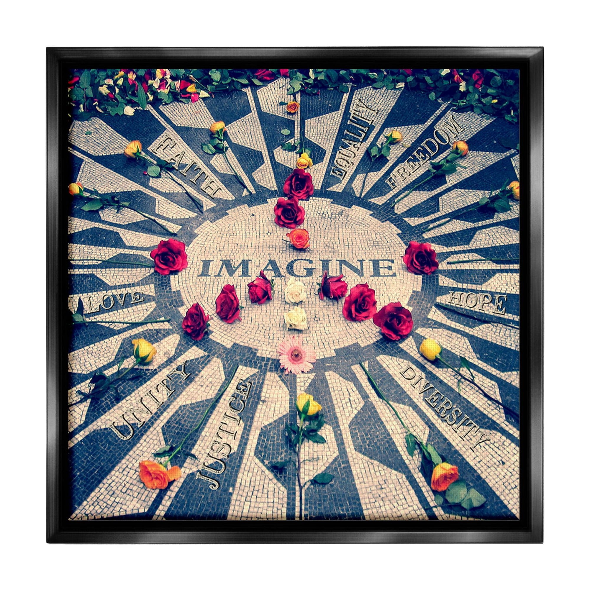 Stupell Industries Inspirational Imagine Phrases Inspirational Painting Black Floater Framed Canvas Art Print Wall Art, 18 x 18