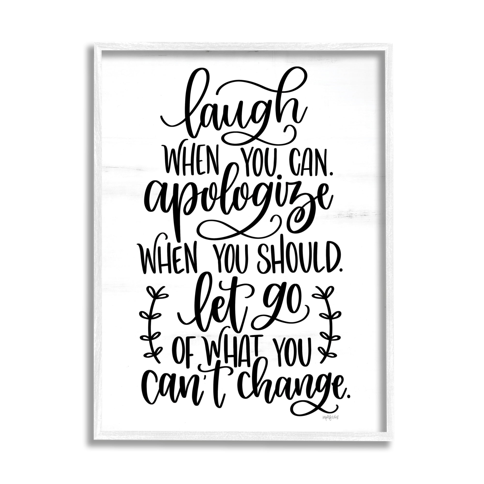 Stupell Industries Inspirational Life Quote Script Calligraphy Birch Pattern Graphic Art White Framed Art Print Wall Art, Design by Imperfect Dust