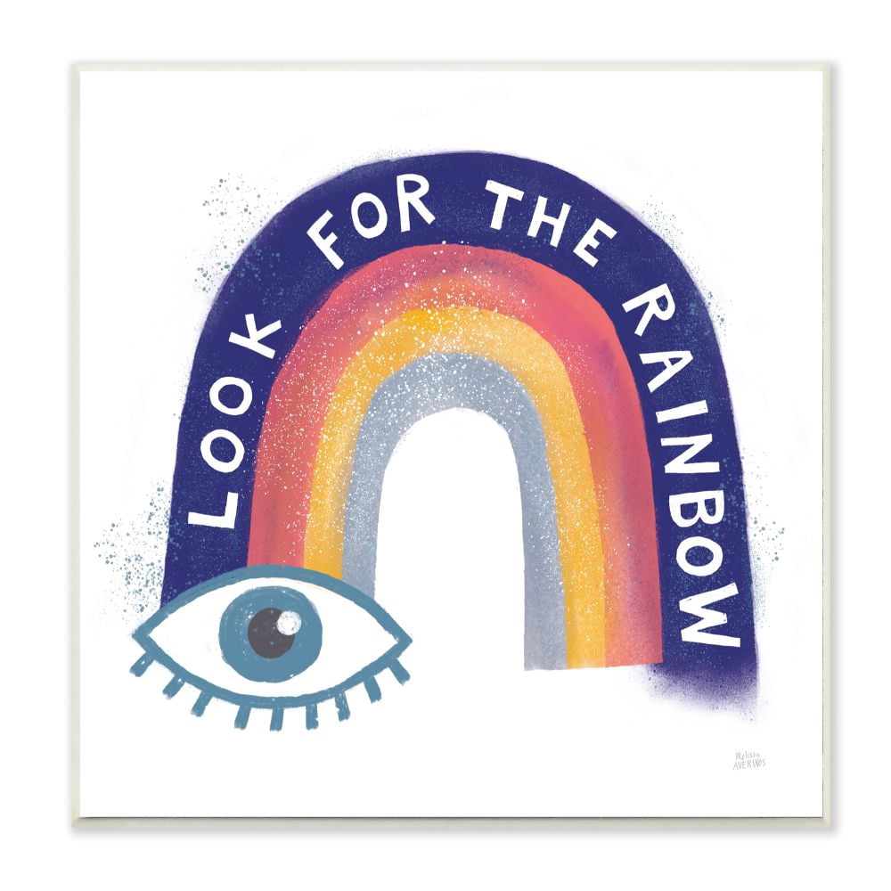 Stupell Industries Inspirational Look for Rainbow Quote Eye Symbols Graphic Art Unframed Art Print Wall Art, 12x12, by Melissa Averinos