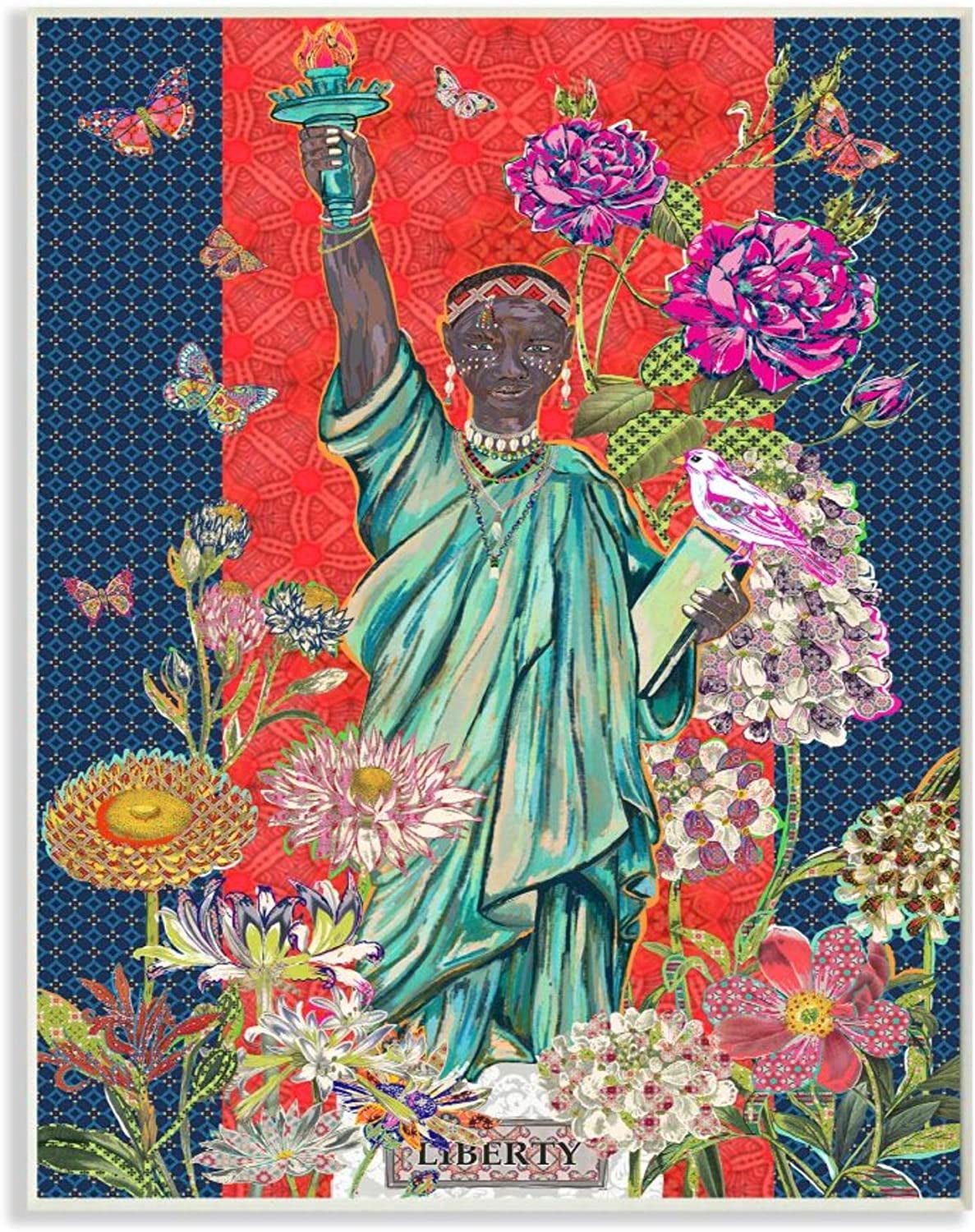 Stupell Industries Inspirational Male Liberty Colorful Florals Geometric Pattern Design by Sangita Bachelet