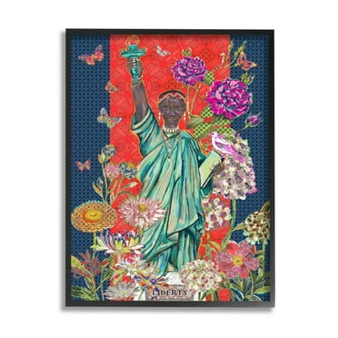 Stupell Industries Inspirational Male Liberty Colorful Florals Geometric Pattern Design by Sangita Bachelet