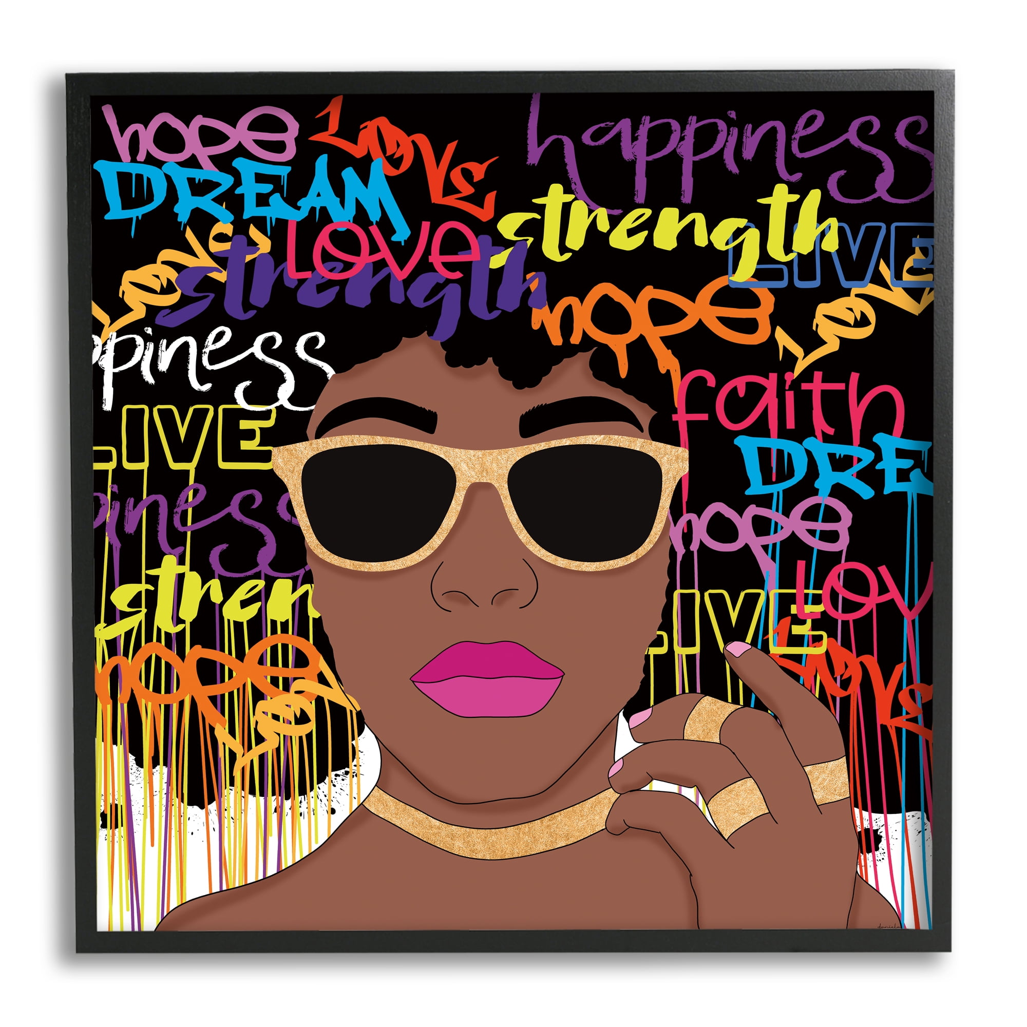 Stupell Industries Inspirational Modern Girl Typography Painting Black Framed Art Print Wall Art, 17 x 17