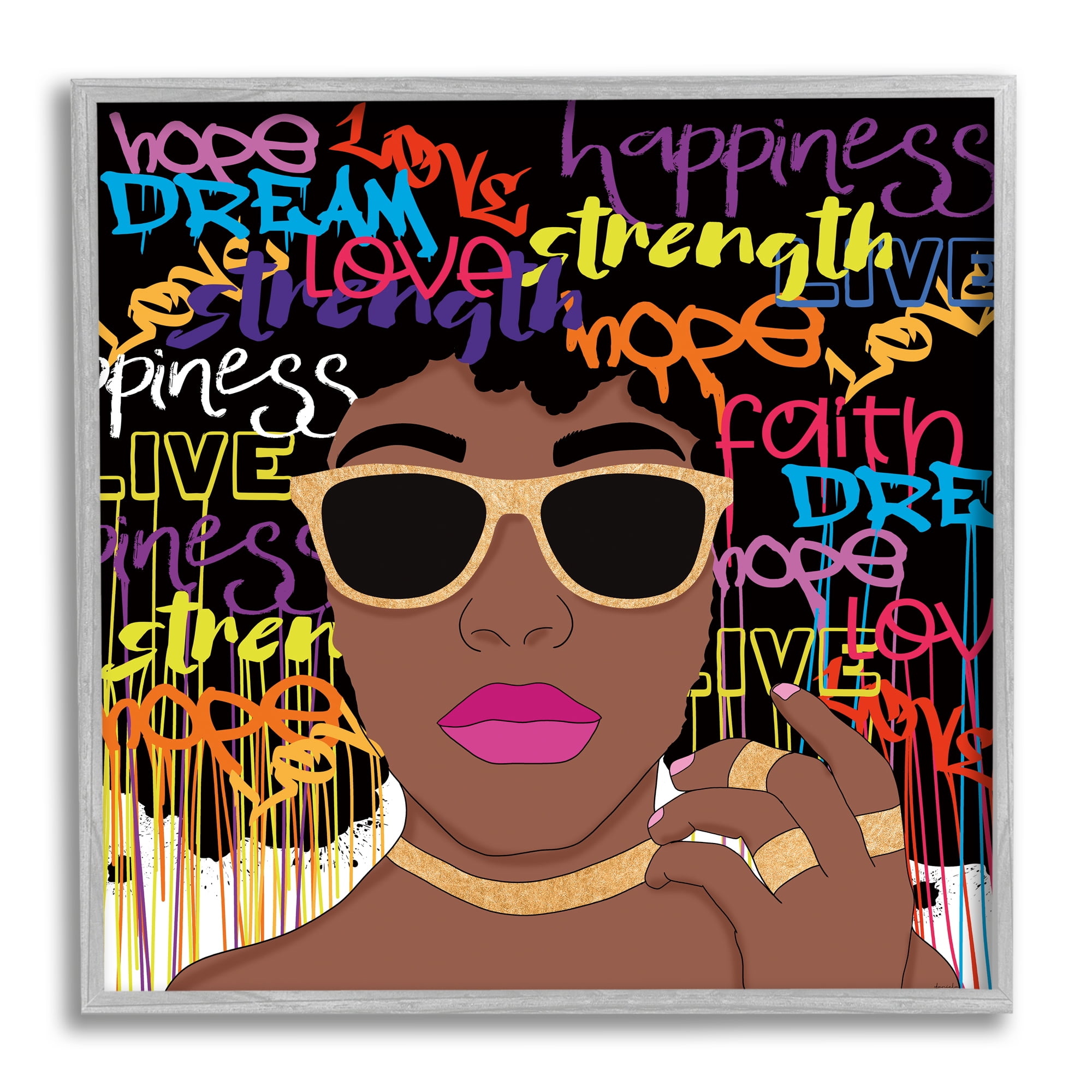 Stupell Industries Inspirational Modern Girl Typography Painting Gray Framed Art Print Wall Art, 17 x 17