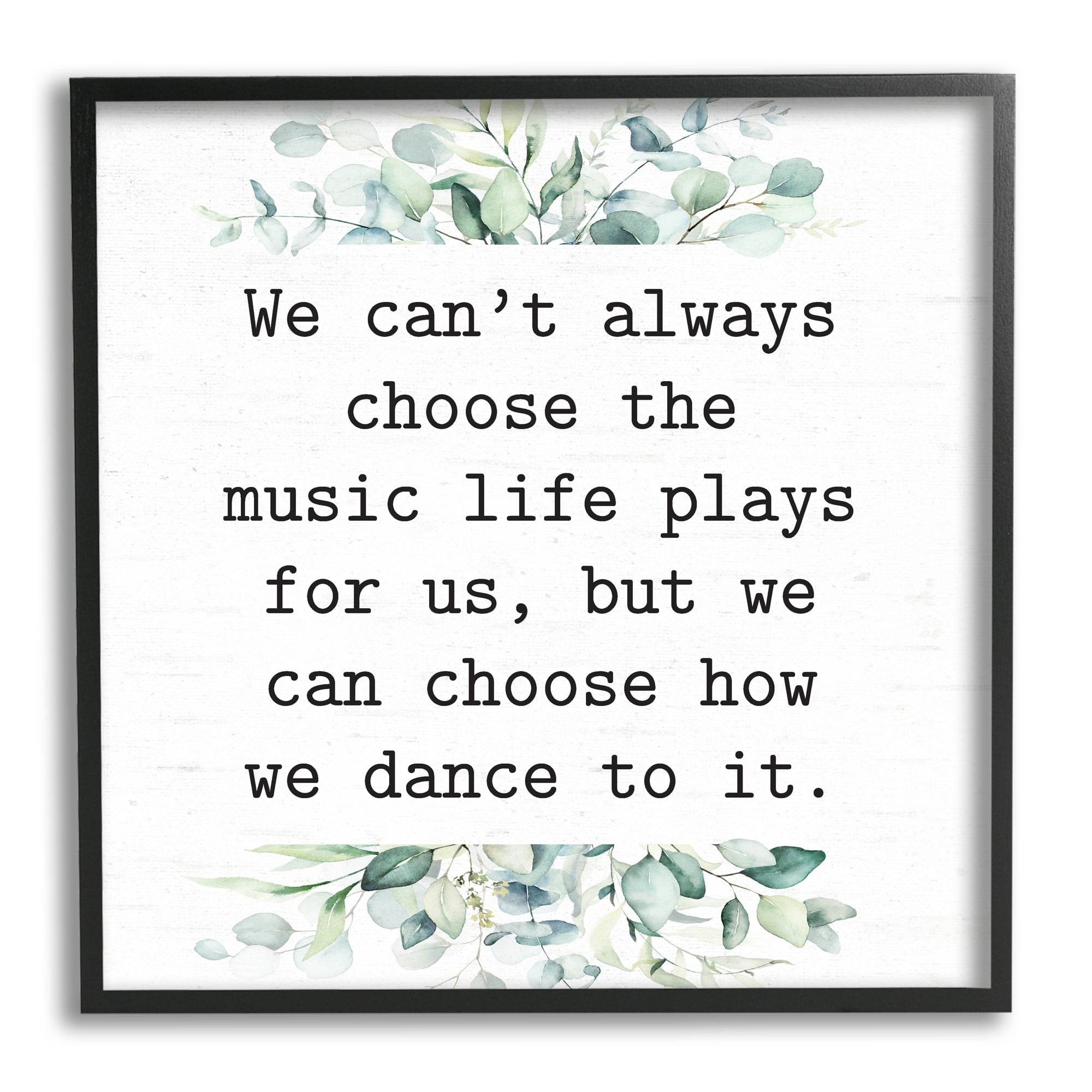Stupell Industries Inspirational Music Life Quote Mixed Botanicals Arrangement Graphic Art Black Framed Art Print Wall Art, Design by Lettered and Lined