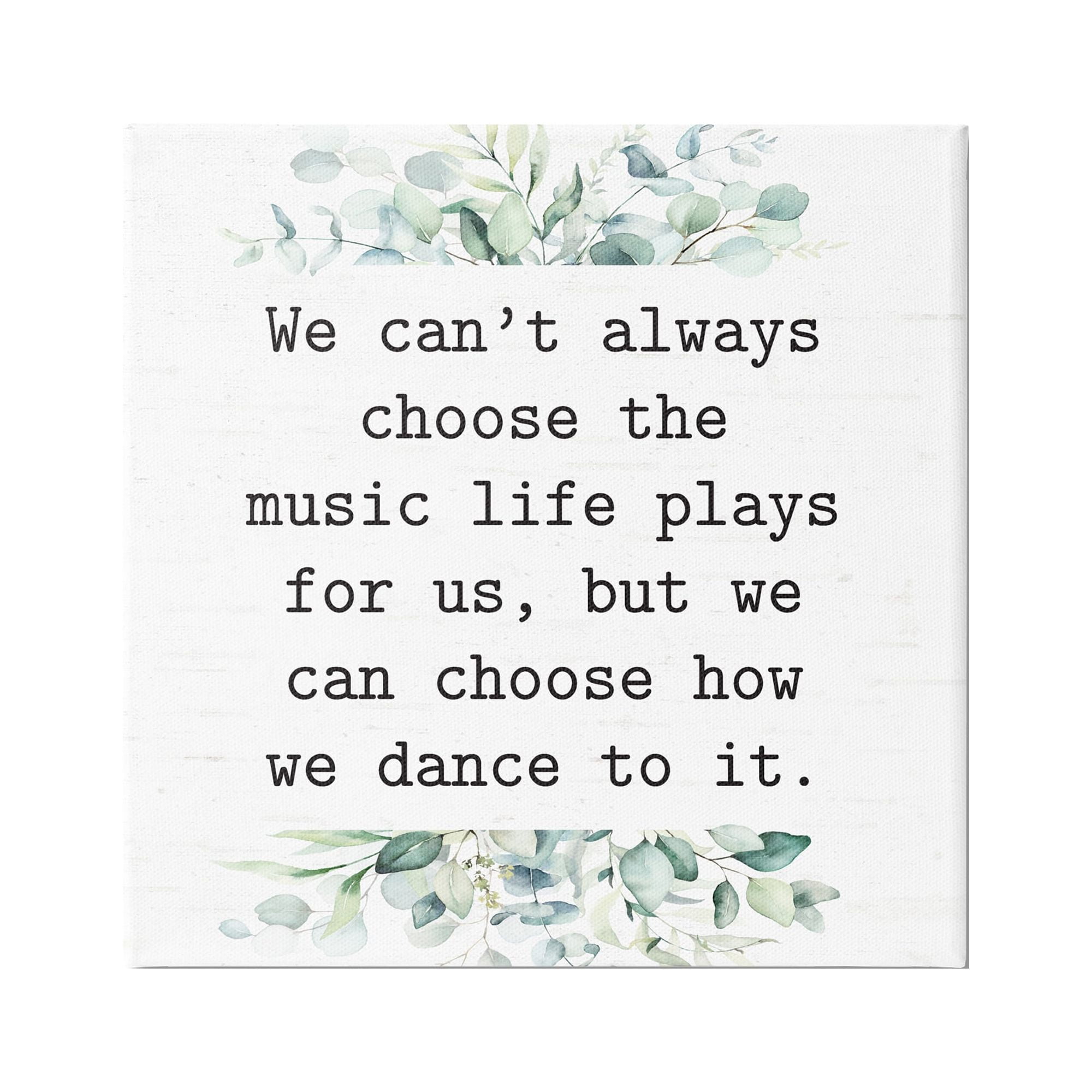 Inspirational Quote Canvas Wall Art with Botanical Design, 30" x 30"