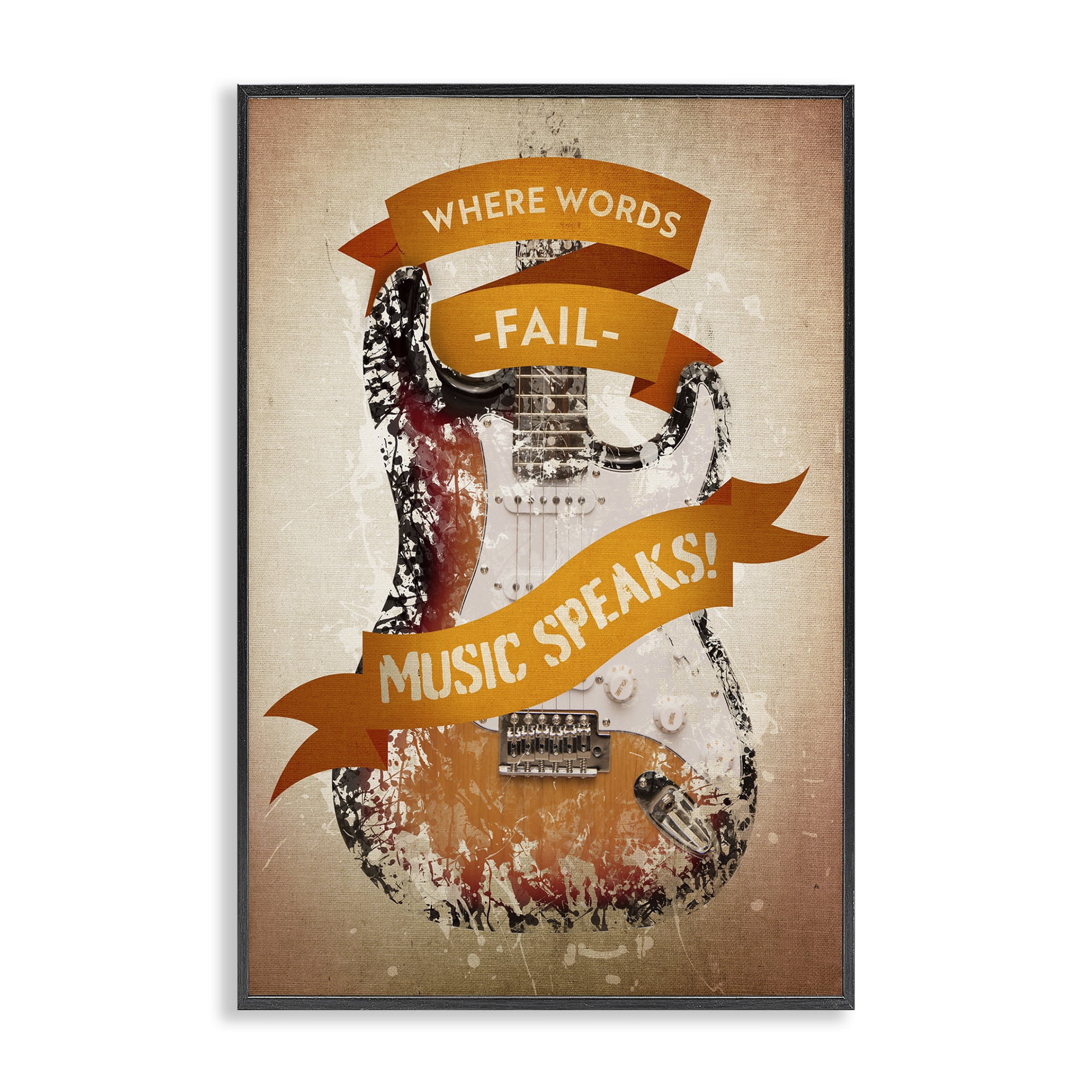 Stupell Industries Inspirational Music Speaks Text & Numbers Painting Black Framed Art Print Wall Art, 20 x 30