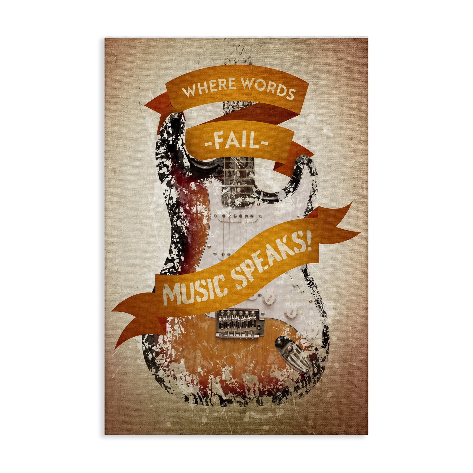 Stupell Industries Inspirational Music Speaks Text & Numbers Painting Wrapped Canvas Art Print Wall Art, 20 x 30