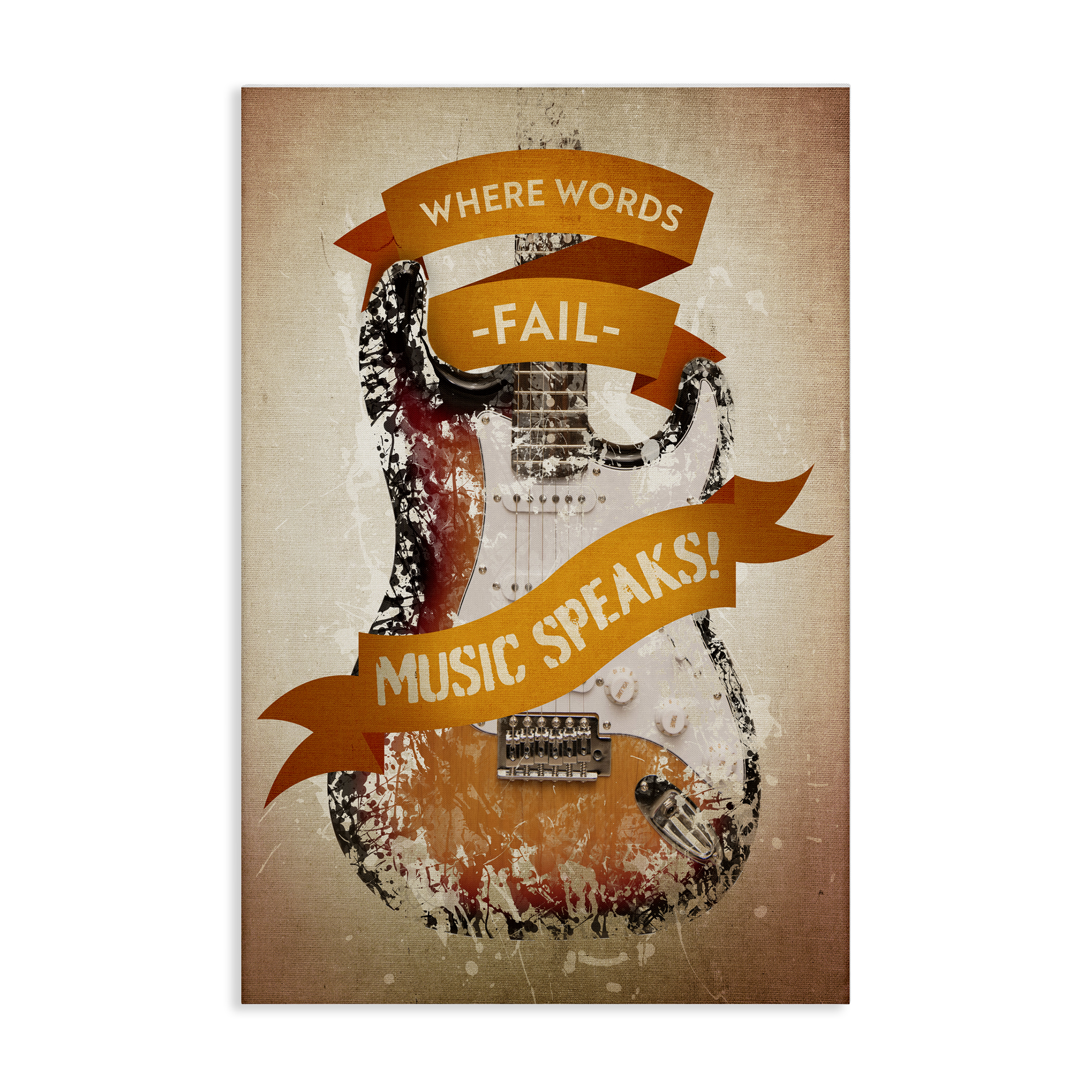 Stupell Industries Inspirational Music Speaks Text & Numbers Painting Wrapped Canvas Art Print Wall Art, 24 x 36