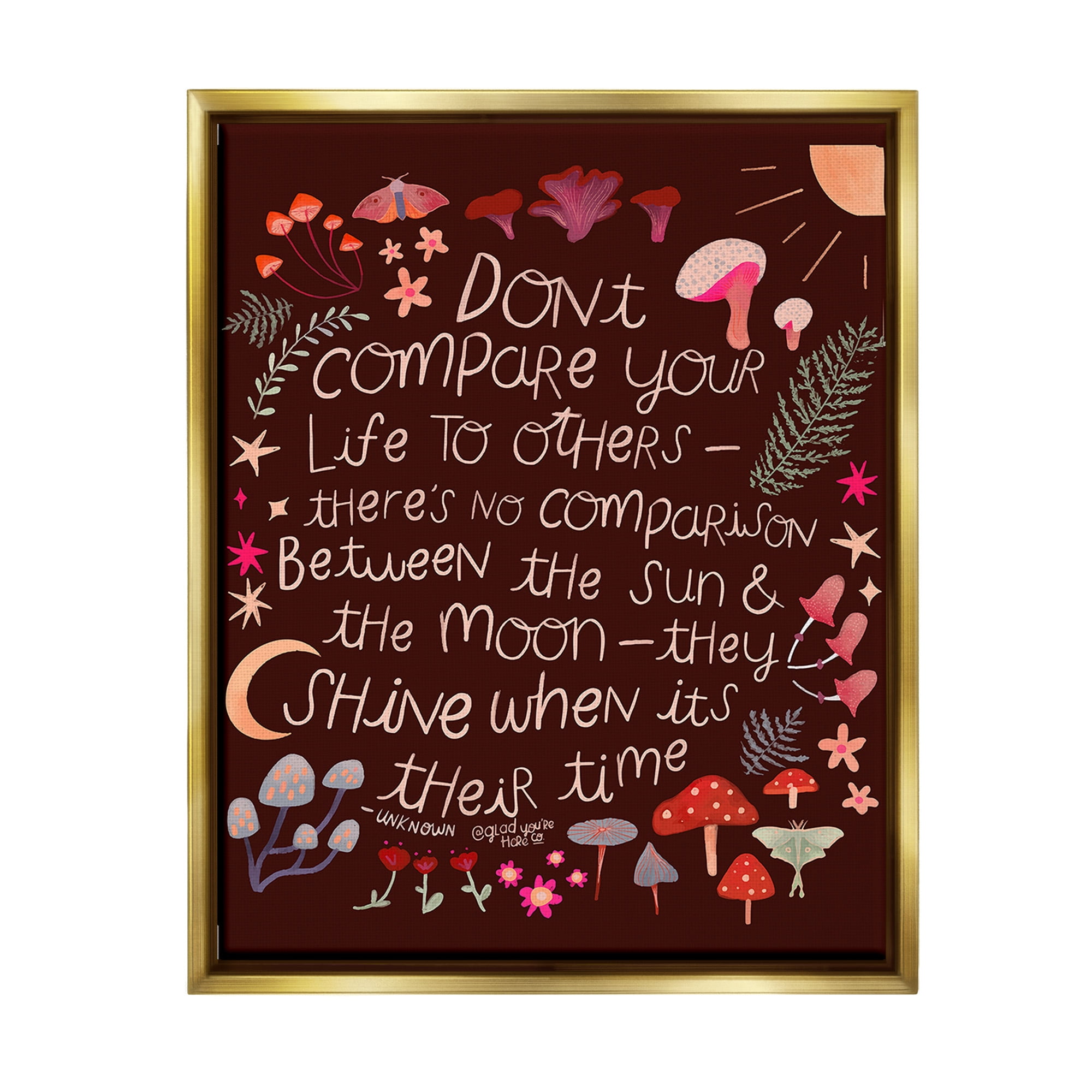 Stupell Industries Inspirational Nature Quote Inspirational Painting Gold Floater Framed Canvas Art Print Wall Art, 17 x 21