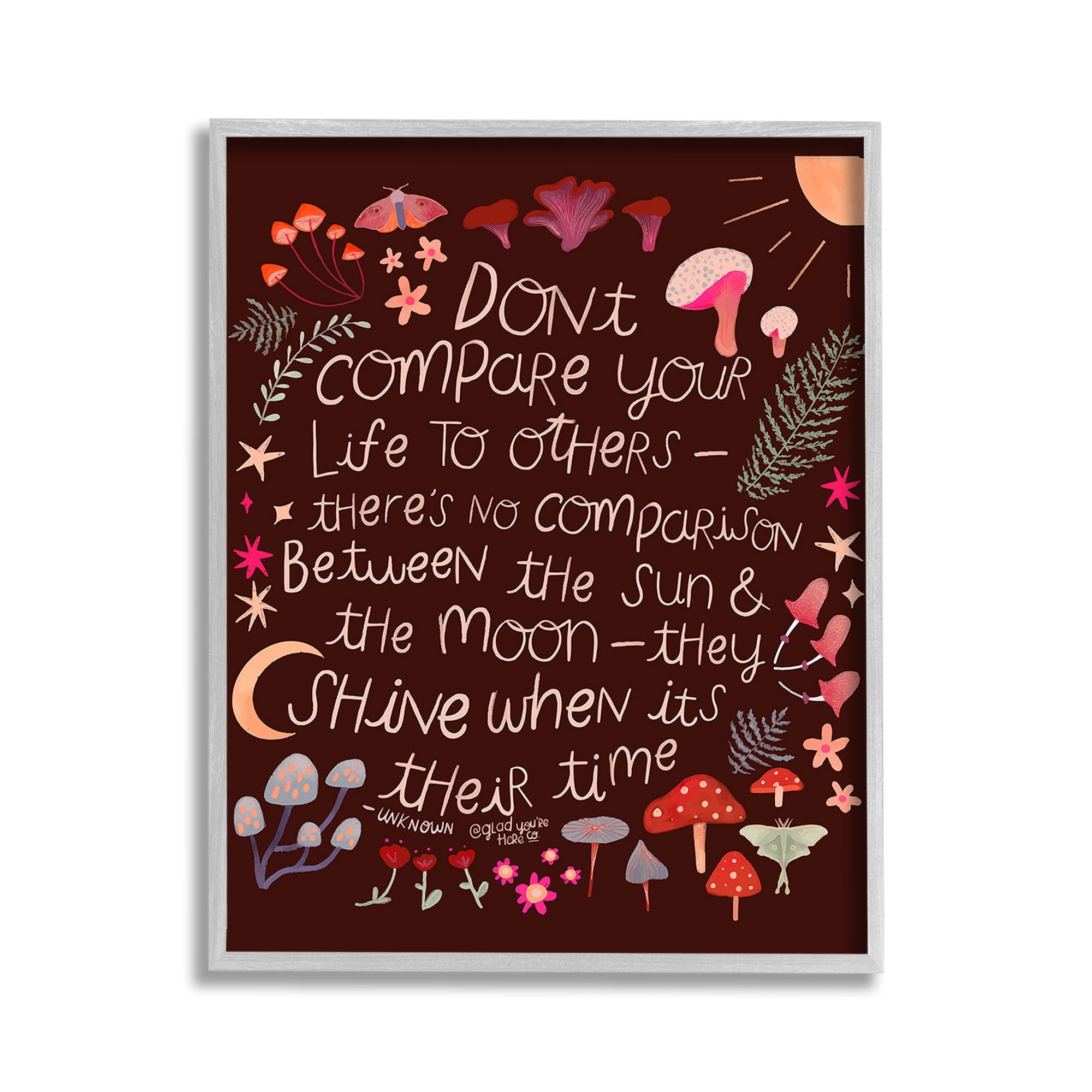 Stupell Industries Inspirational Nature Quote Inspirational Painting Gray Framed Art Print Wall Art, 11 x 14