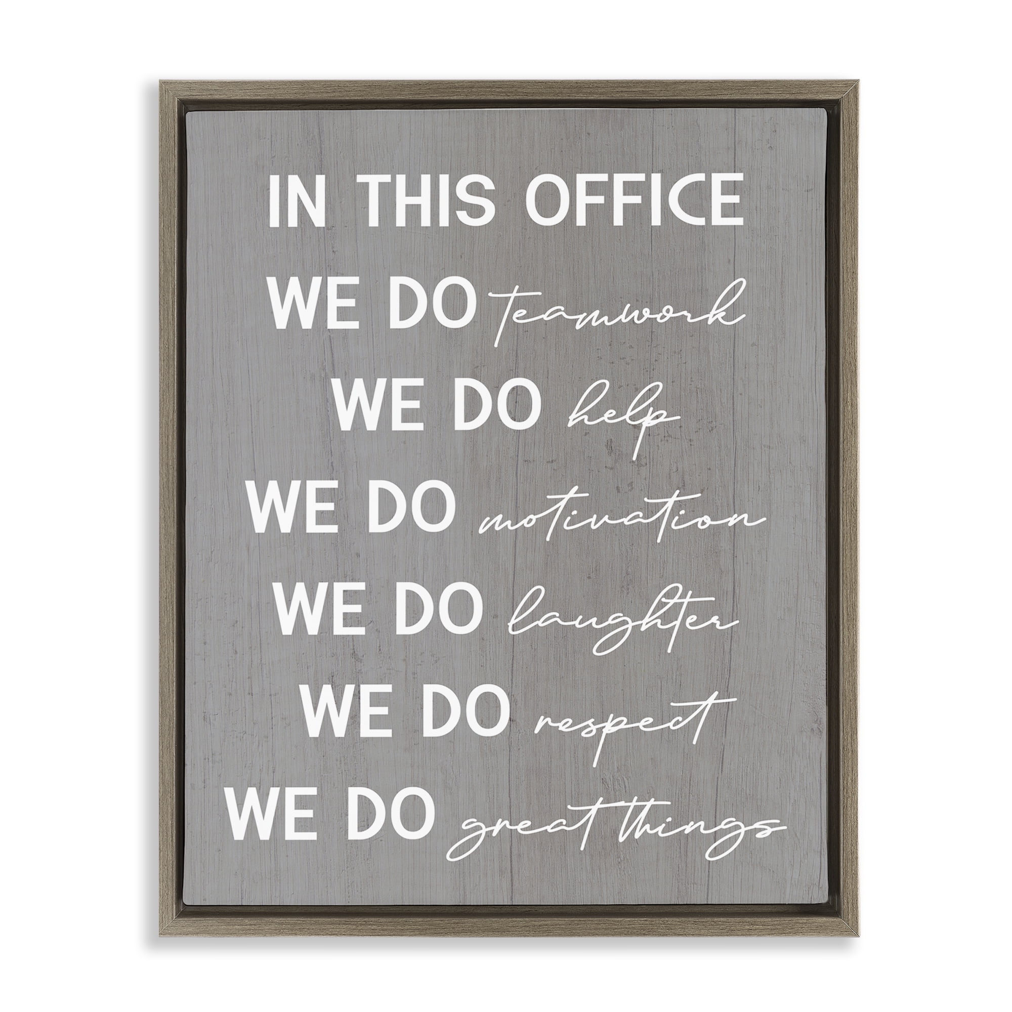 Stupell Industries Inspirational Office Phrases Text & Numbers Painting Brown Floater Framed Canvas Art Print Wall Art, 25 x 31