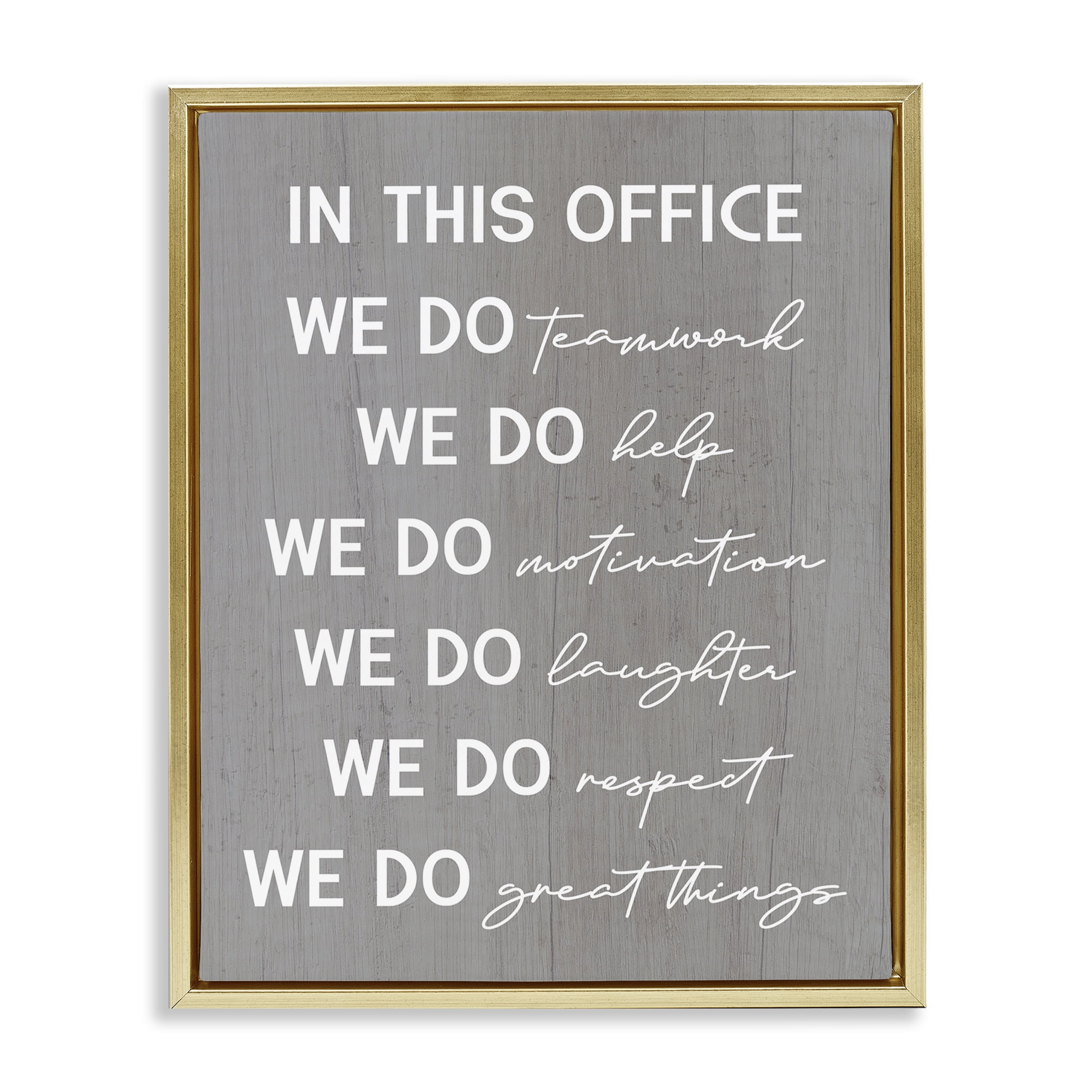 Stupell Industries Inspirational Office Phrases Text & Numbers Painting Gold Floater Framed Canvas Art Print Wall Art, 17 x 21