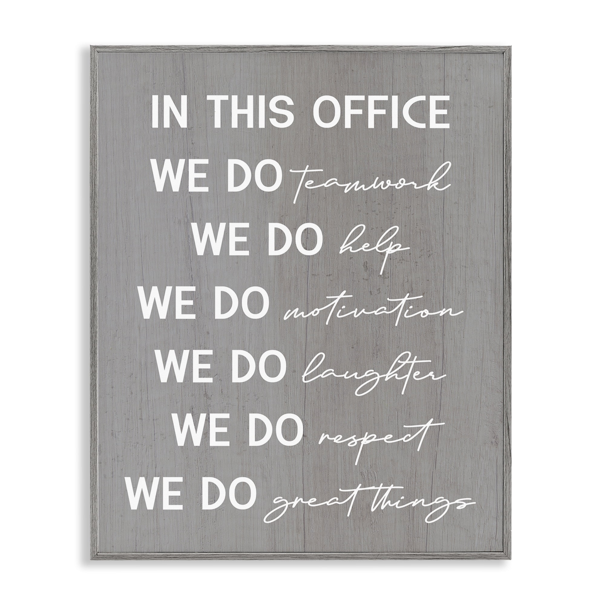 Stupell Industries Inspirational Office Phrases Text & Numbers Painting Gray Framed Art Print Wall Art, 24 x 30