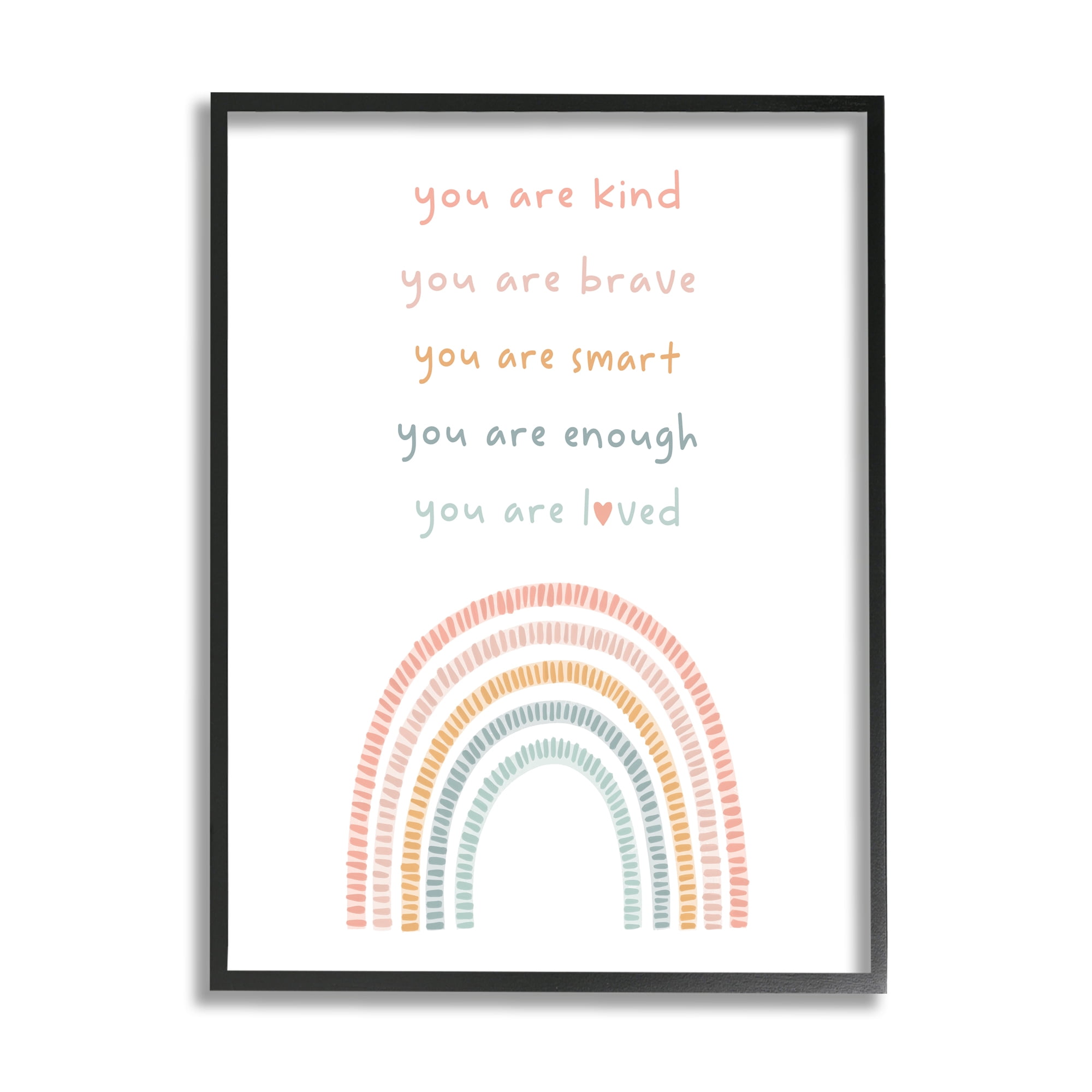 Stupell Industries Inspirational Pastel Rainbow Landscape Painting Black Framed Art Print Wall Art, 11 x 14