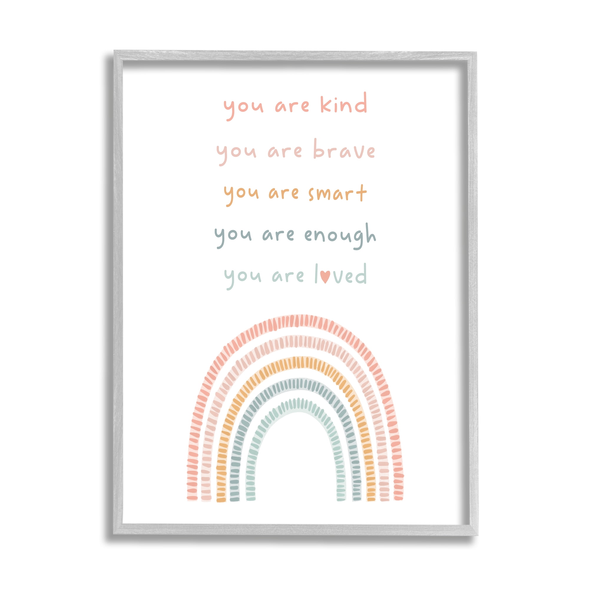 Stupell Industries Inspirational Pastel Rainbow Landscape Painting Gray Framed Art Print Wall Art, 24 x 30