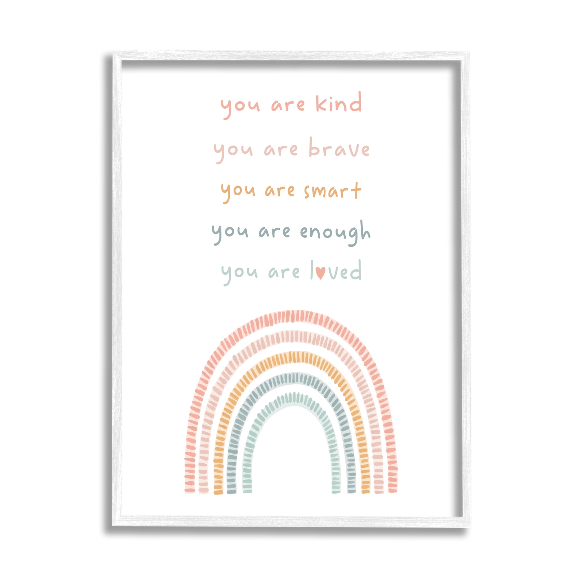 Stupell Industries Inspirational Pastel Rainbow Landscape Painting White Framed Art Print Wall Art, 11 x 14
