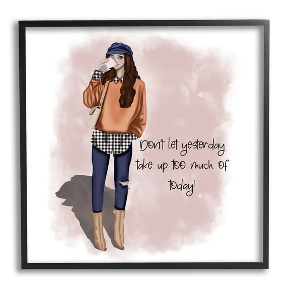Stupell Industries Inspirational Phrase Girl Inspirational Painting Black Framed Art Print Wall Art, 12 x 12
