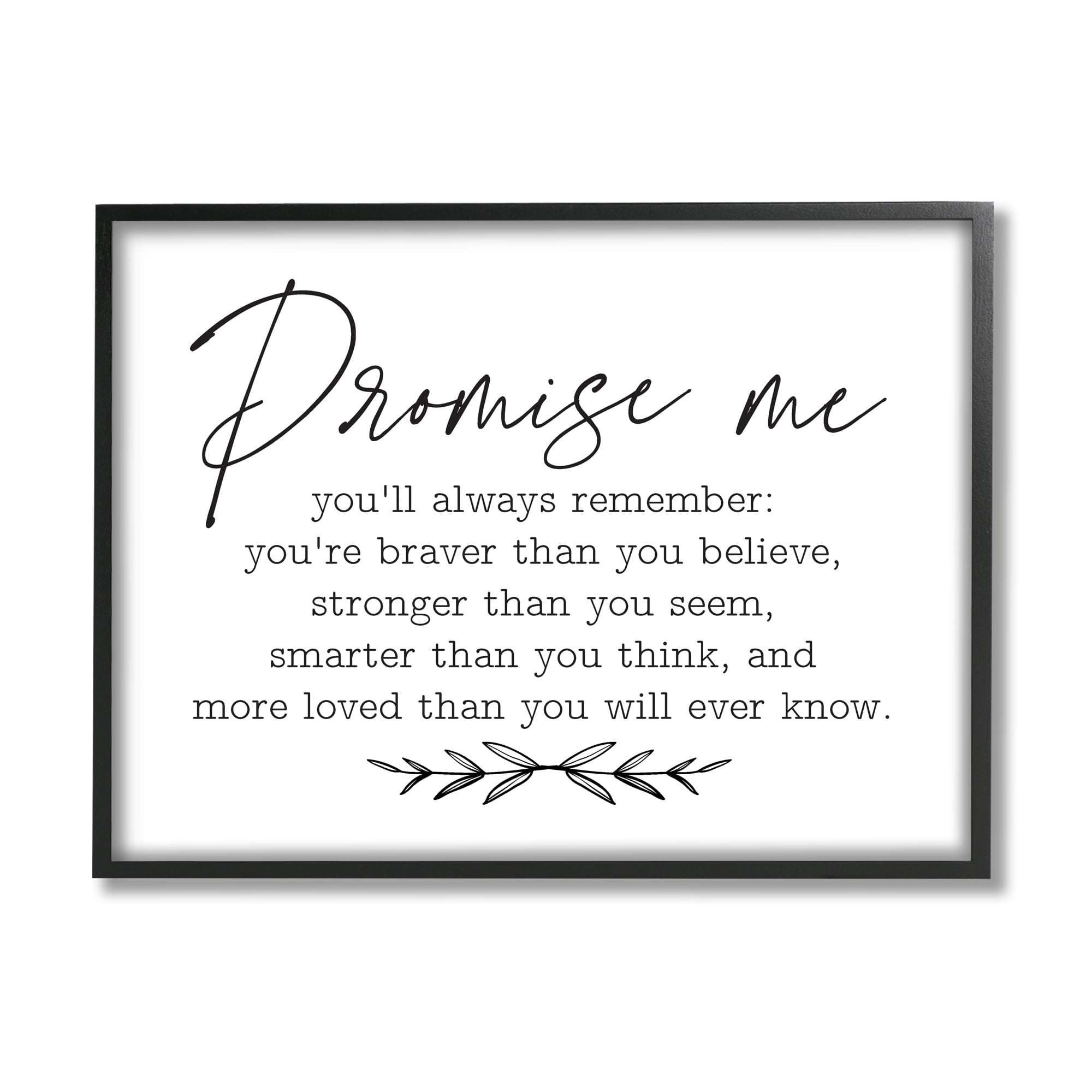 Stupell Industries Inspirational Self Love Quote Casual Botanical Design Graphic Art Black Framed Art Print Wall Art, Design by Lettered and Lined