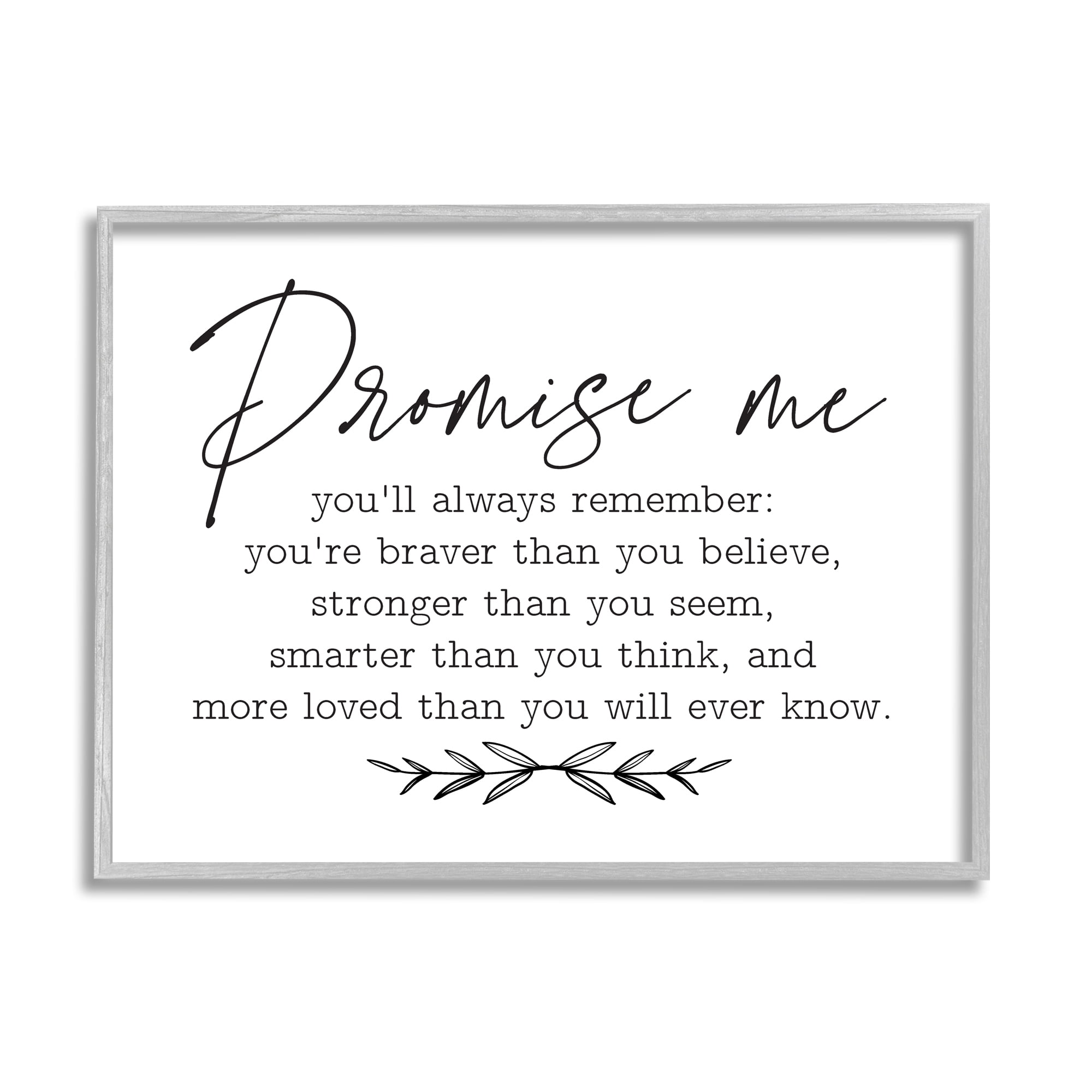 Stupell Industries Inspirational Self Love Quote Casual Botanical Design Graphic Art Gray Framed Art Print Wall Art, Design by Lettered and Lined