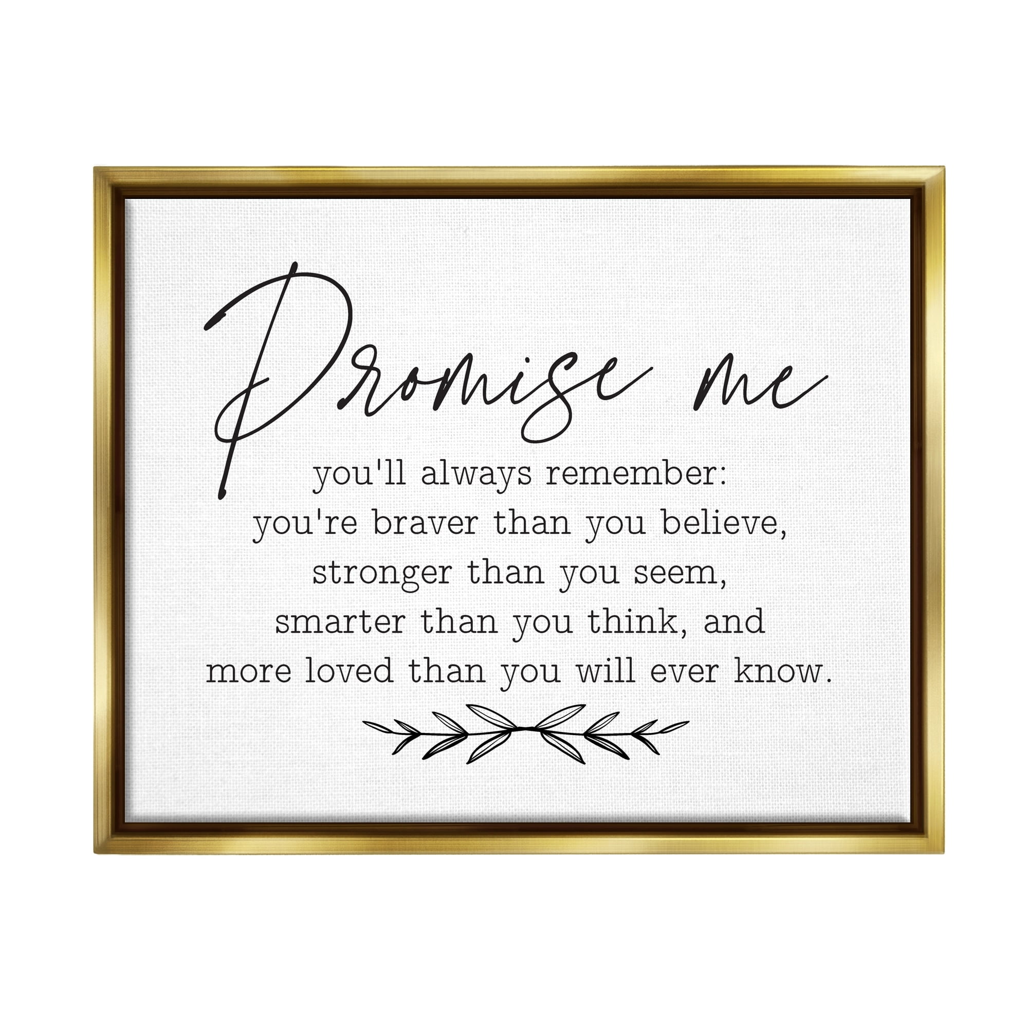 Stupell Industries Inspirational Self Love Quote Casual Botanical Design Graphic Art Metallic Gold Floating Framed Canvas Print Wall Art, Design by Lettered and Lined