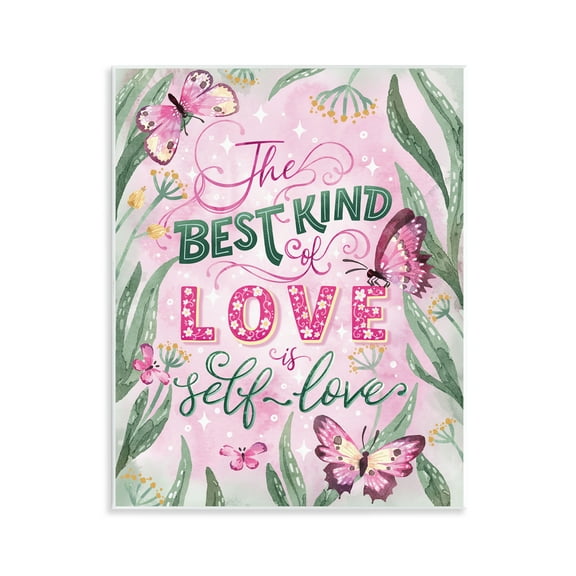 Stupell Industries Inspirational Self Love is Best Inspirational Painting Unframed Art Print Wall Art, 11 x 14