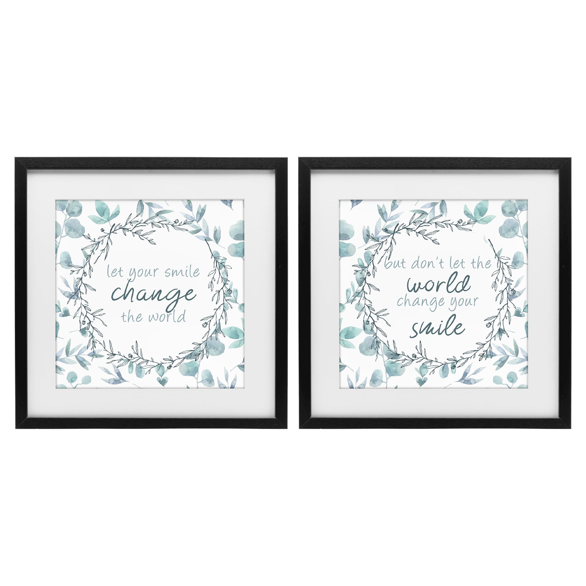Stupell Industries Inspirational Smile Quotes 2 Piece Black Framed Print Under Glass Set, design by Kim Allen