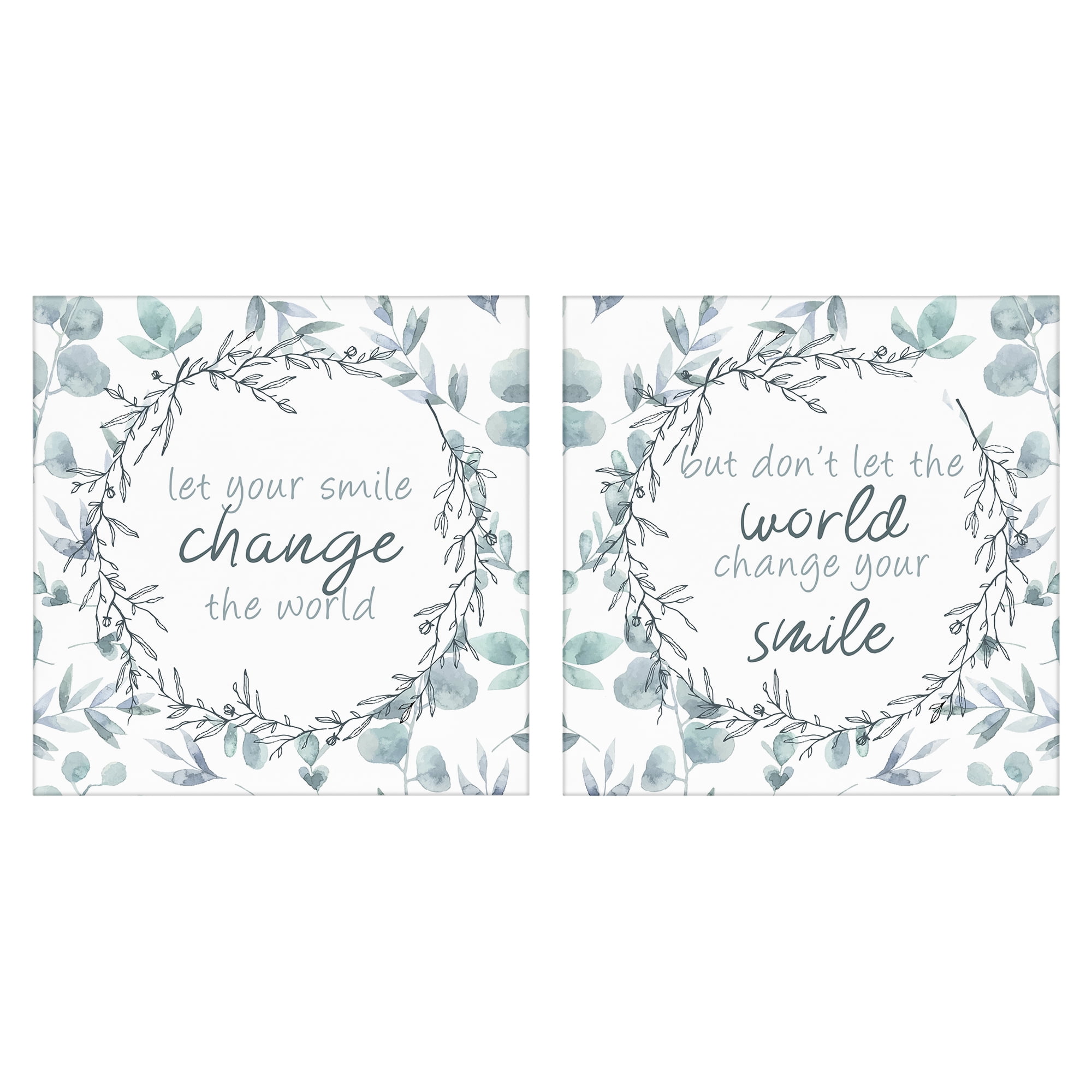 Stupell Industries Inspirational Smile Quotes 2 Piece Canvas Wall Art Set, design by Kim Allen