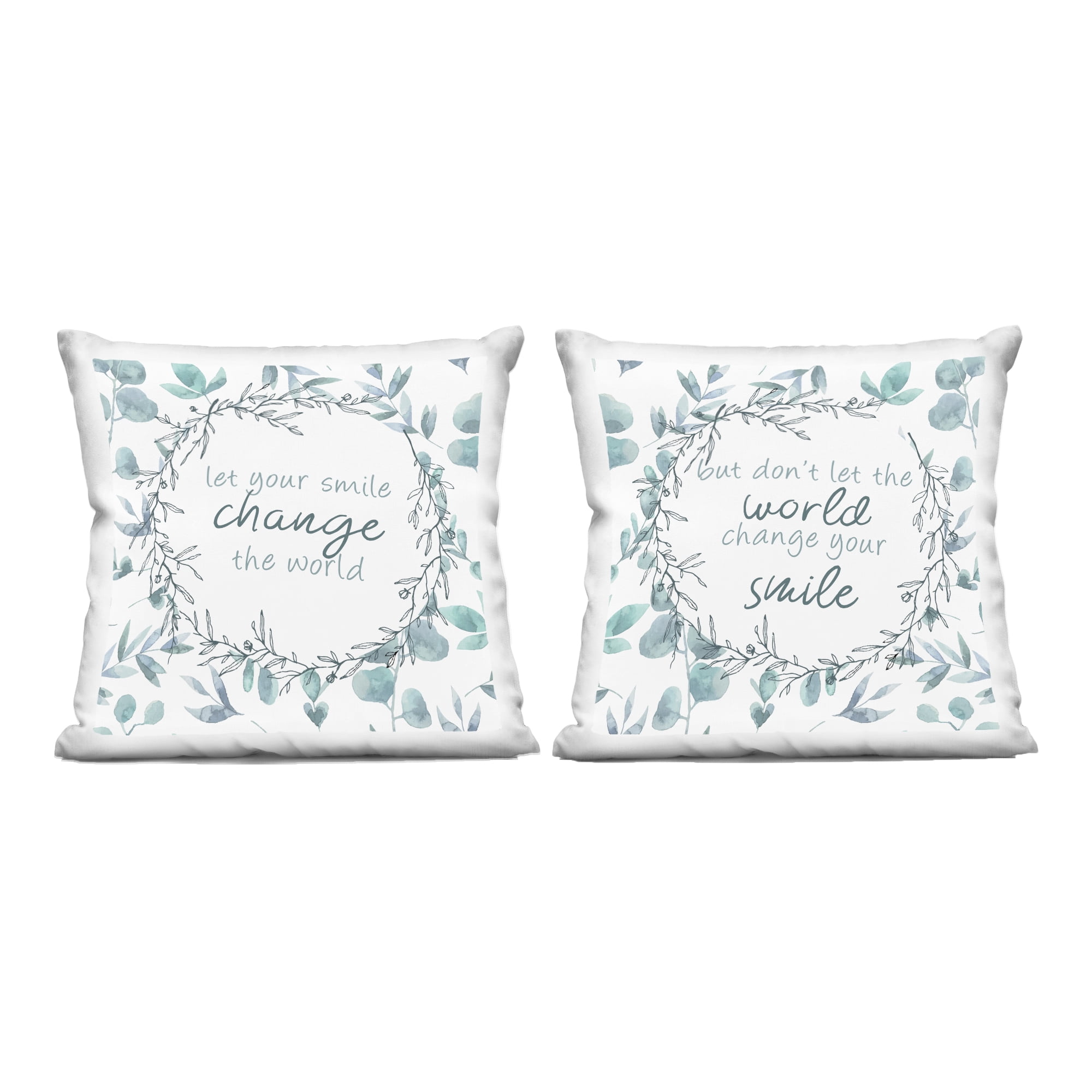 Stupell Industries Inspirational Smile Quotes 2 Piece Decorative Printed Throw Pillow Set, design by Kim Allen, 18 x 7 x 18