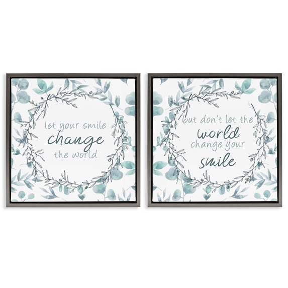Stupell Industries Farmhouse Inspirational Smile Quotes Gray 2pc Floating Frame Art Set, 25 x 25 each, by Kim Allen