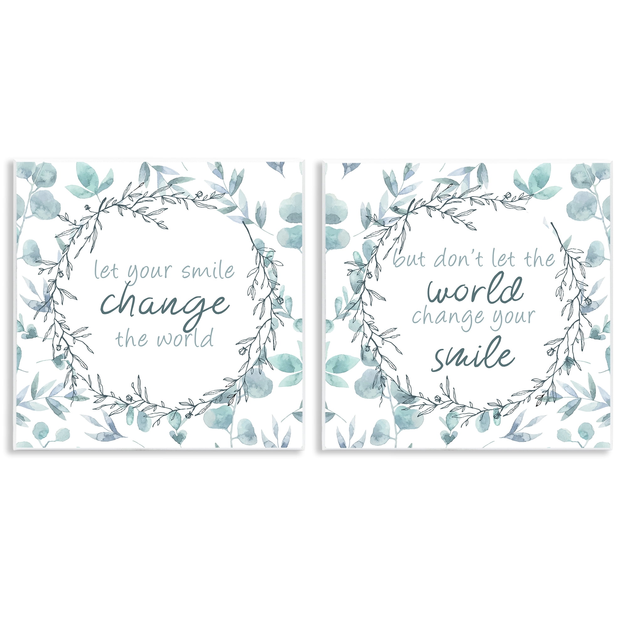 Stupell Industries Inspirational Smile Quotes 2 Piece Wall Plaque Art Set, design by Kim Allen