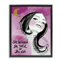 Stupell Industries Inspirational So She Did Novelty Painting Black Floater Framed Art Print Wall Art, 17 x 21